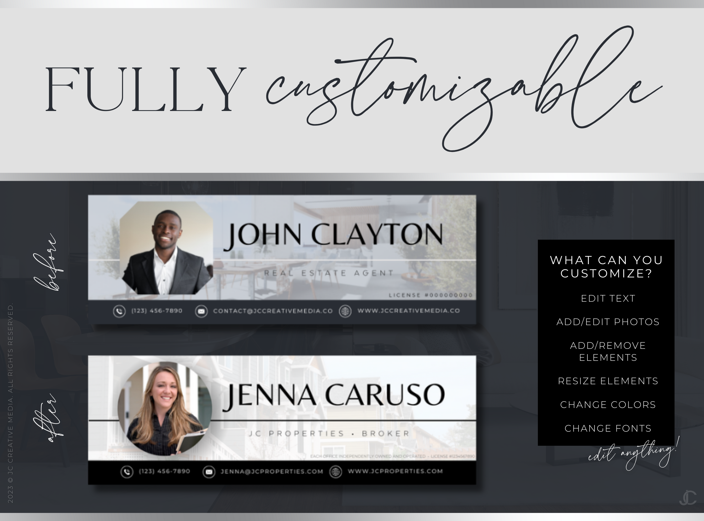 Realtor Email Signature Canva Templates | Estate Collection™ Midnight Edition