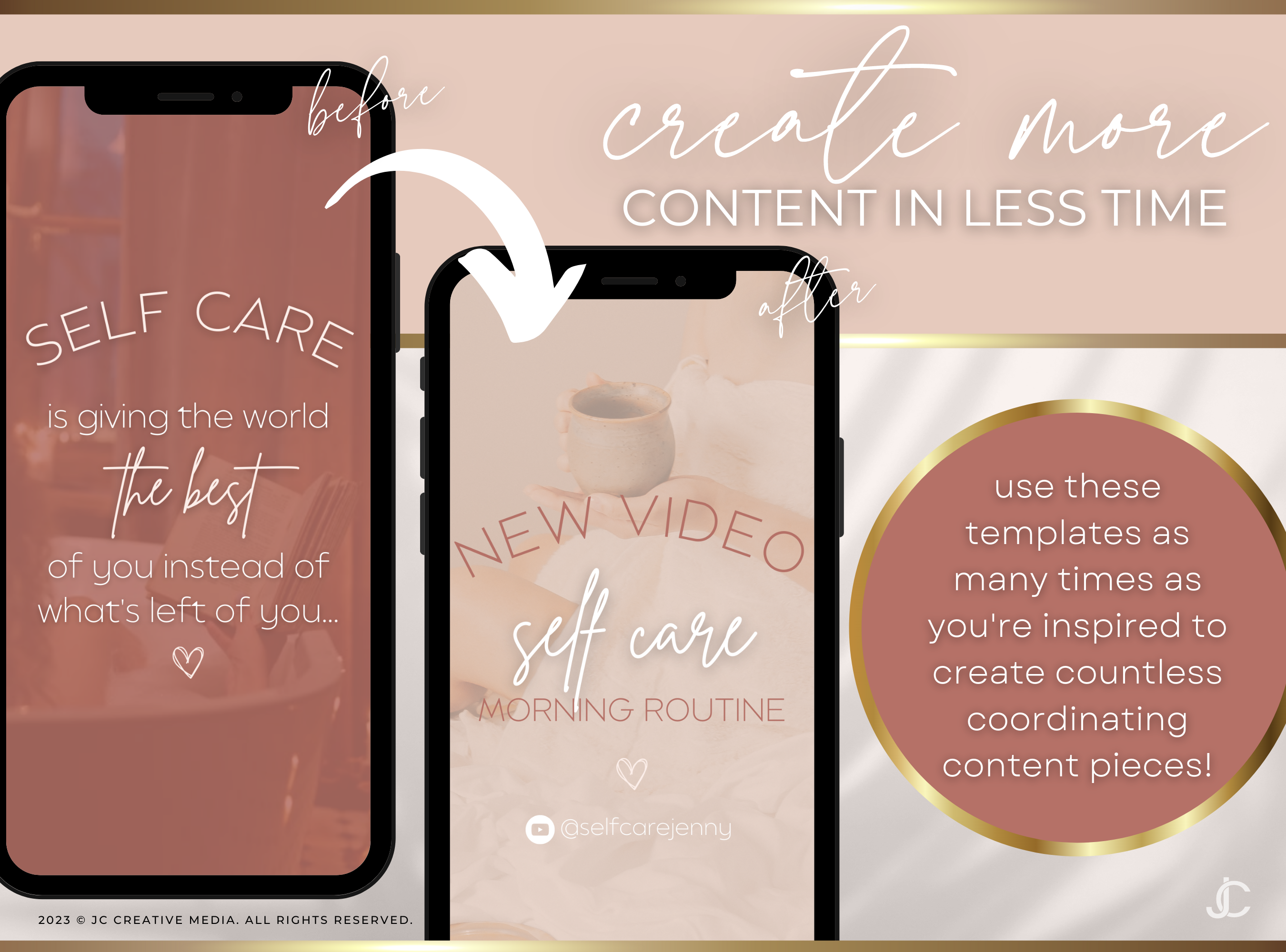 20 Self Care Quote Reels Videos (Ready-to-Post) | Halcyon Collection™ Rose Edition