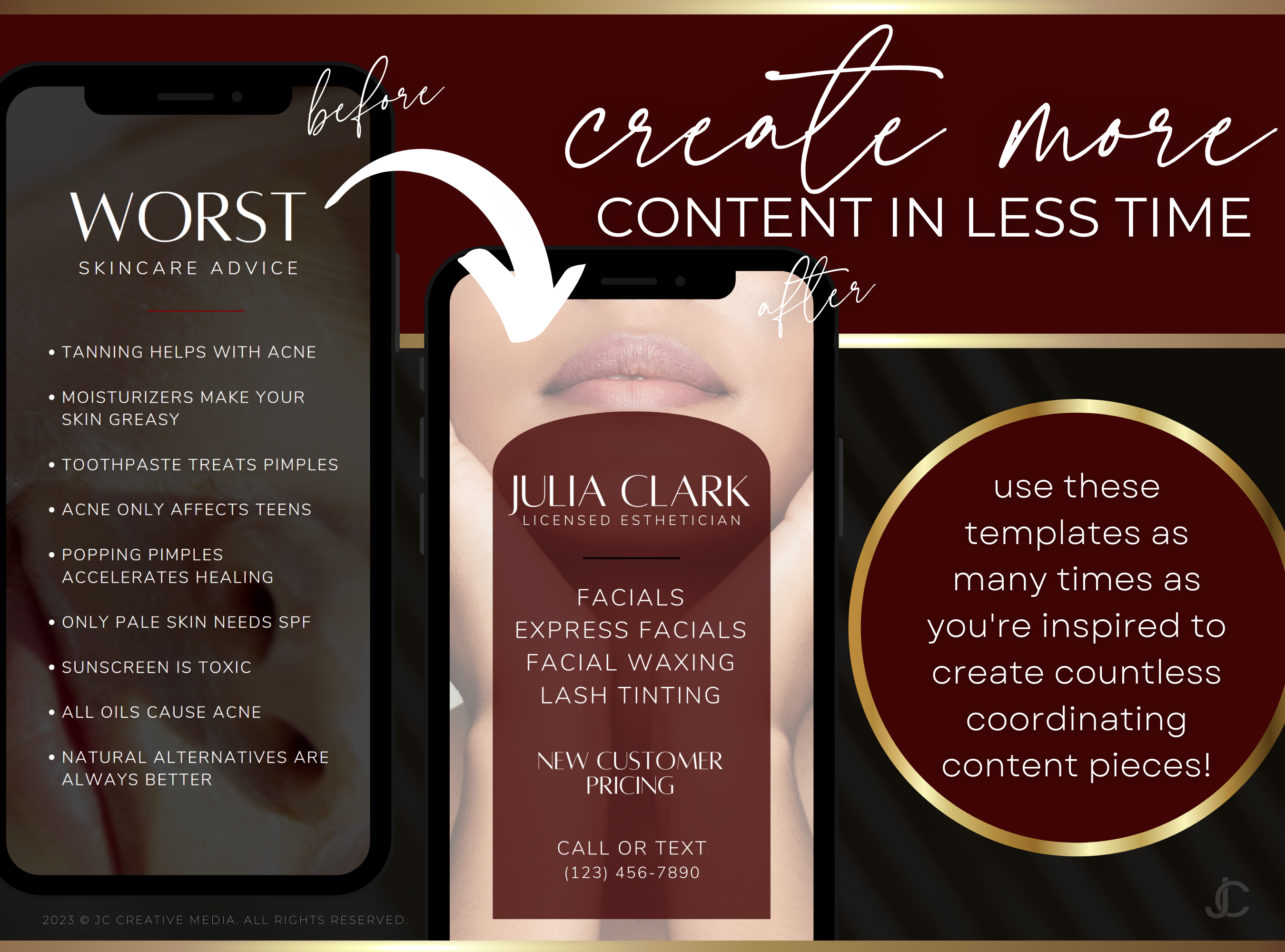 21 Spa/Esthetician Skincare Marketing Reels Posts (Canva Video Templates) | Aesthete Collection™ Vogue Edition