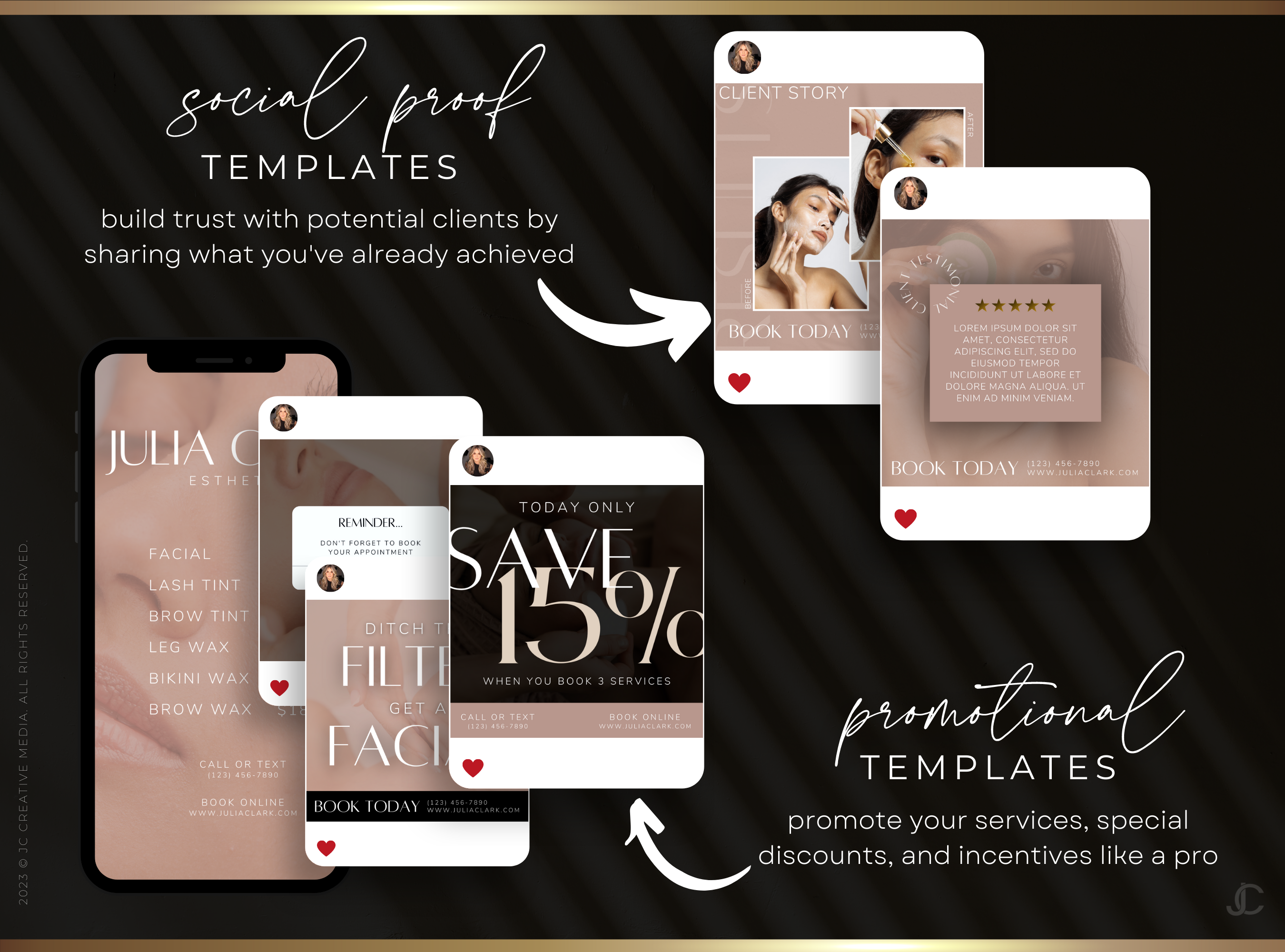 220+ Facebook Templates for Spas, Estheticians, Skincare, & Beauty Professionals | Aesthete Collection™ Rose Gold Edition