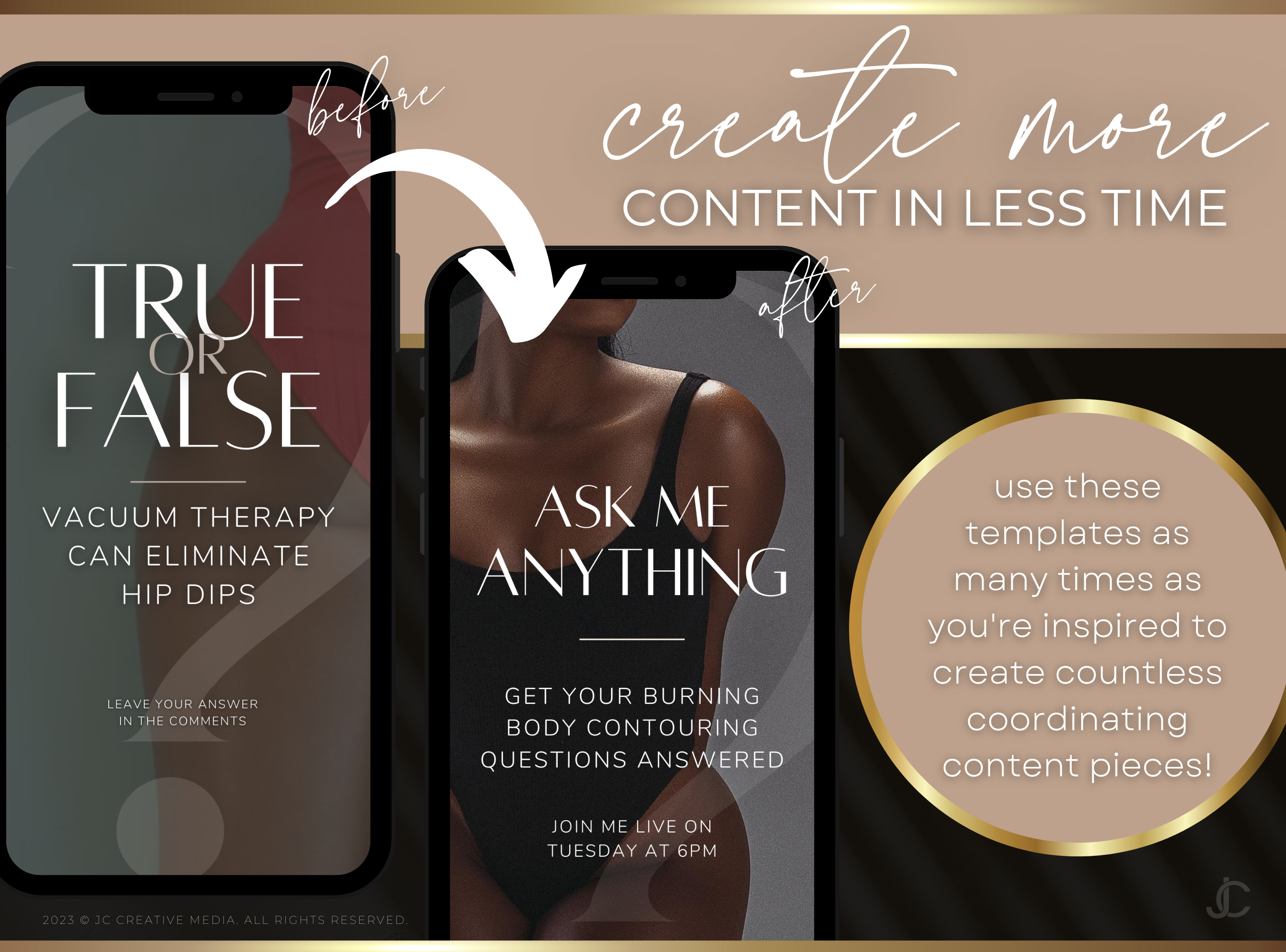 21 Vacuum Therapy BBL & Breast Lift Marketing Reels Posts for Spas & Specialists (Canva Video Templates) | Aesthete Collection™ Luxury Edition