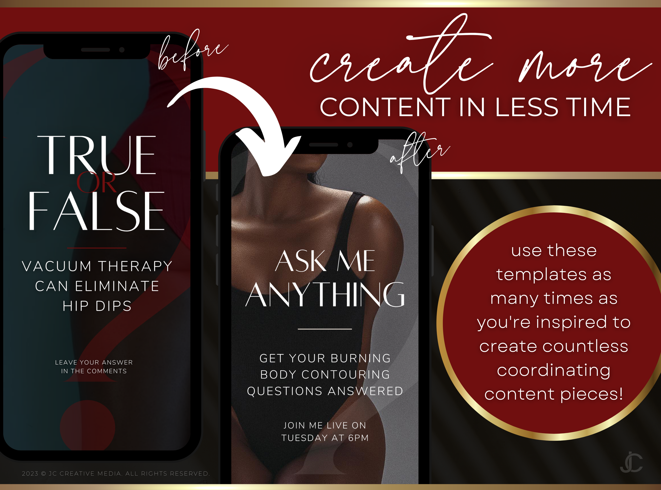 21 Vacuum Therapy BBL & Breast Lift Marketing Reels Posts for Spas & Specialists (Canva Video Templates) | Aesthete Collection™ Vogue Edition