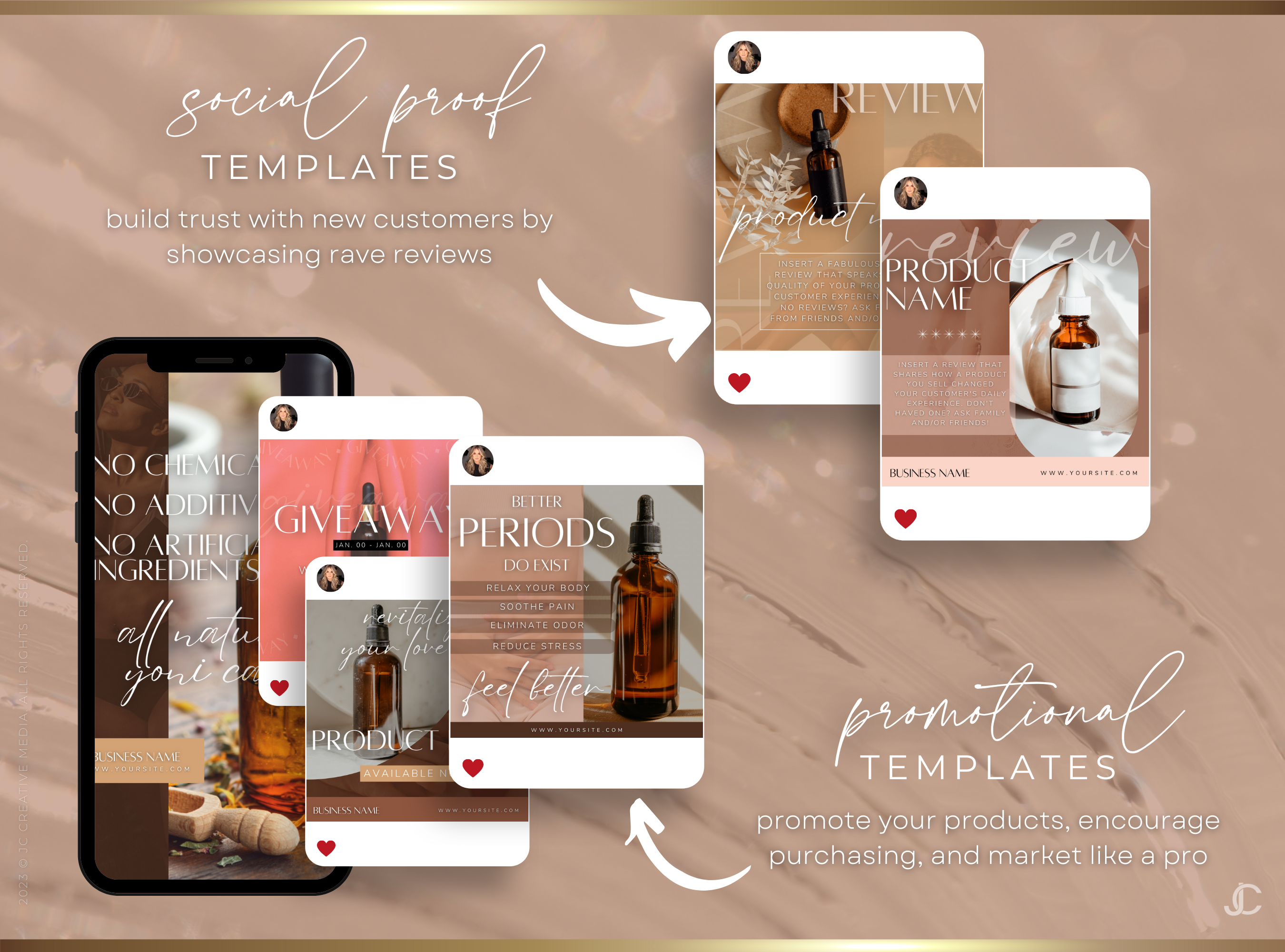 600+ Yoni Oil Business Social Media Canva Templates | Aesthete Collection™ Nudes Edition