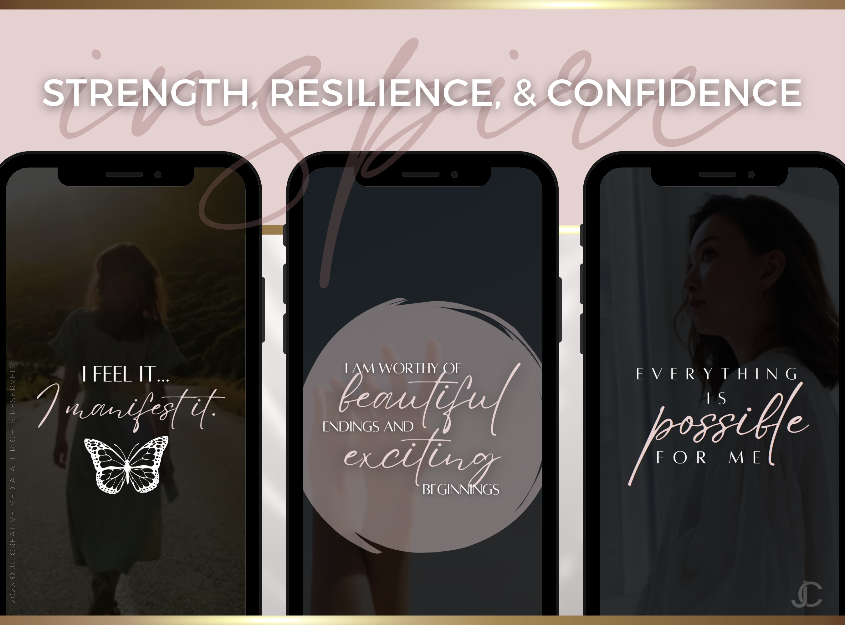 20 Positive Affirmation Quote Reels Videos for Women's Manifestation, Ready-to-Post | Elegance Collection™ Blush Edition