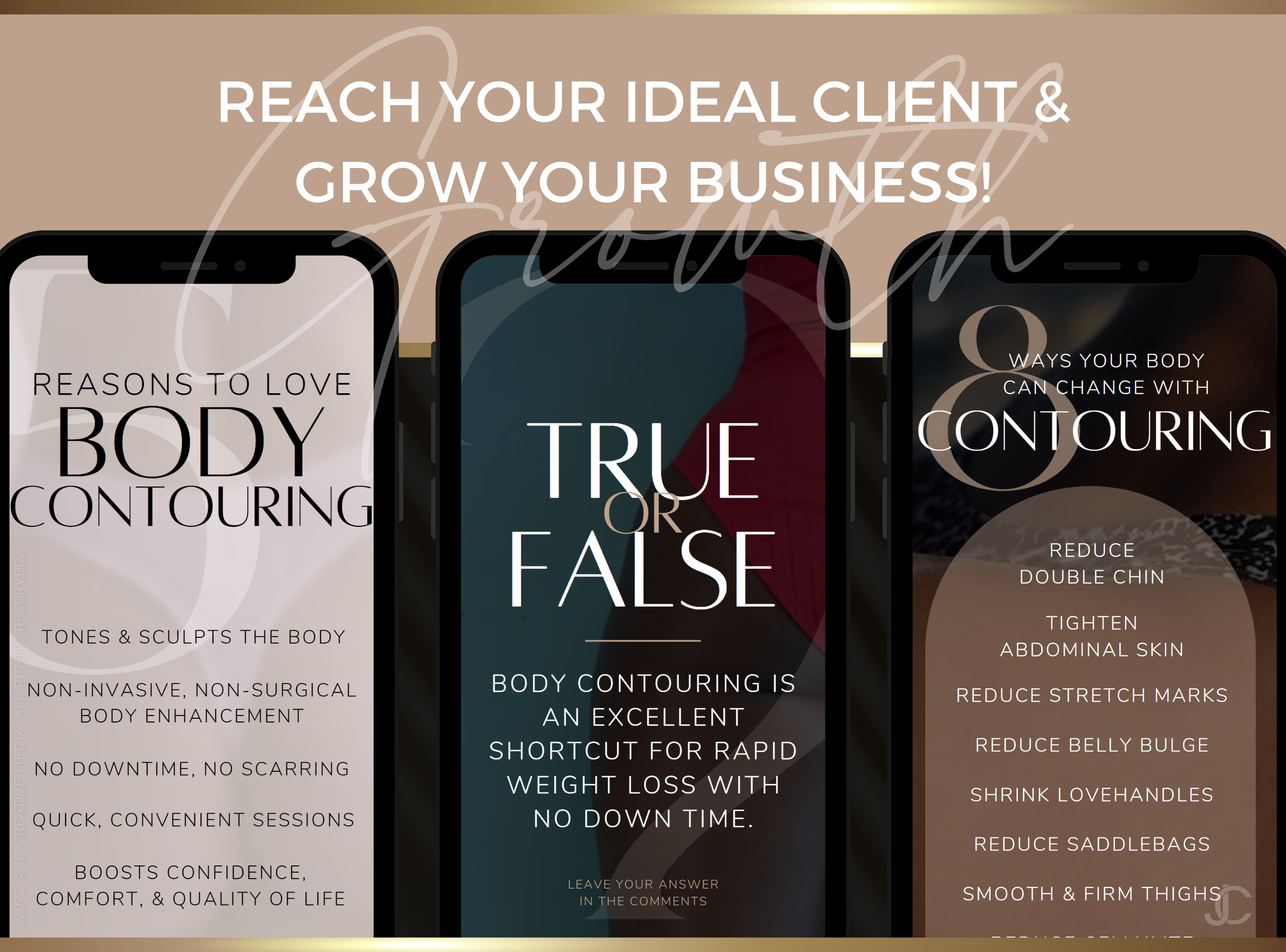 21 Body Contouring/Body Sculpting Marketing Reels Posts for Spas & Specialists (Canva Video Templates) | Aesthete Collection™ Luxury Edition