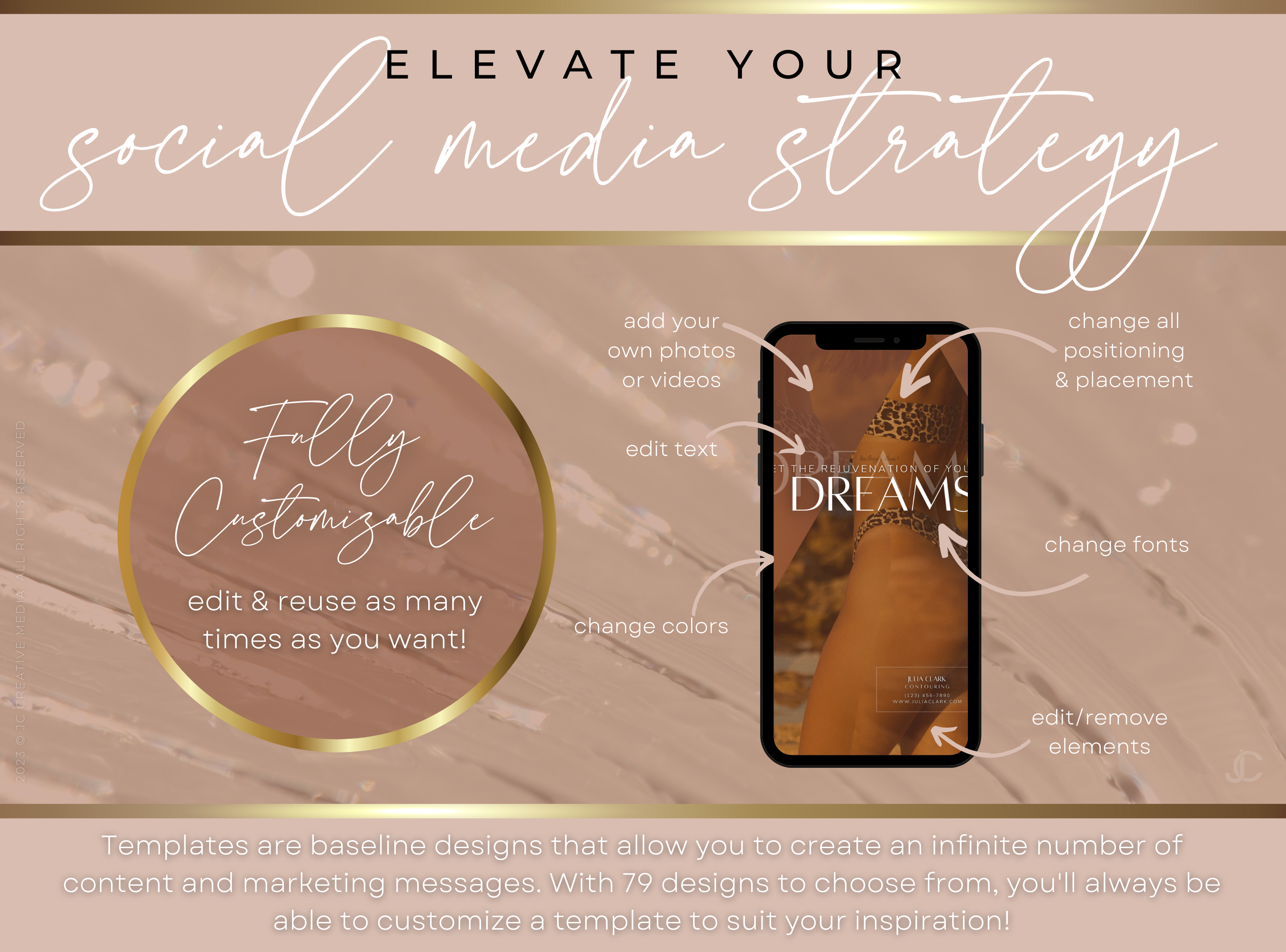 300+ Vacuum Therapy BBL & Breast Lift Social Media Canva Templates for Spa Marketing | Aesthete Collection™ Nudes Edition