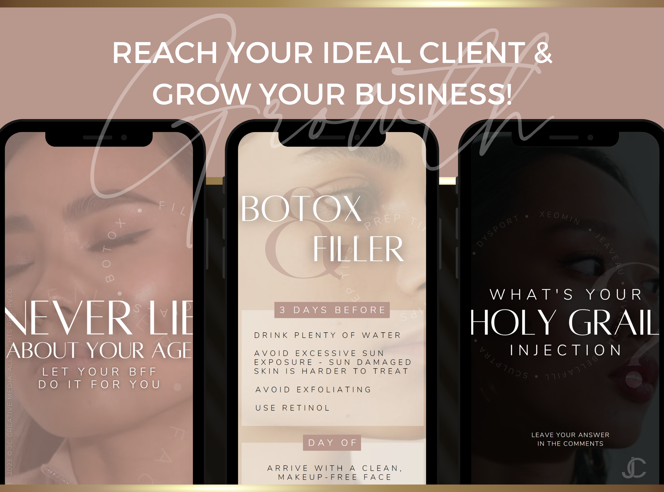 21 Nurse Injector Botox & Filler Marketing Reels Posts (Canva Video Templates) | Aesthete Collection™ Rose Gold Edition