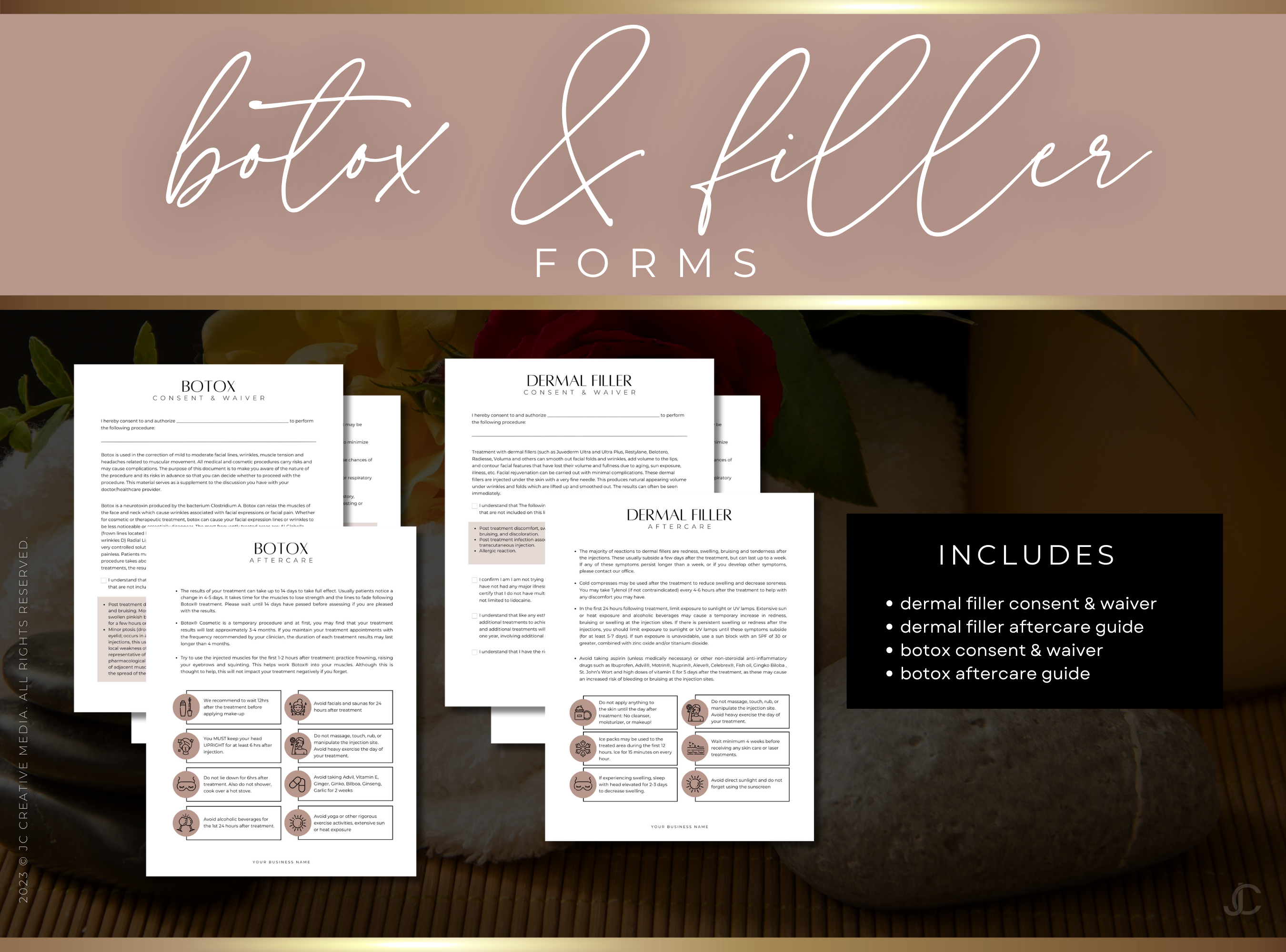 Esthetics Forms for Estheticians & Med Spas (Canva Templates) | Aesthete Collection™ Rose Gold Edition