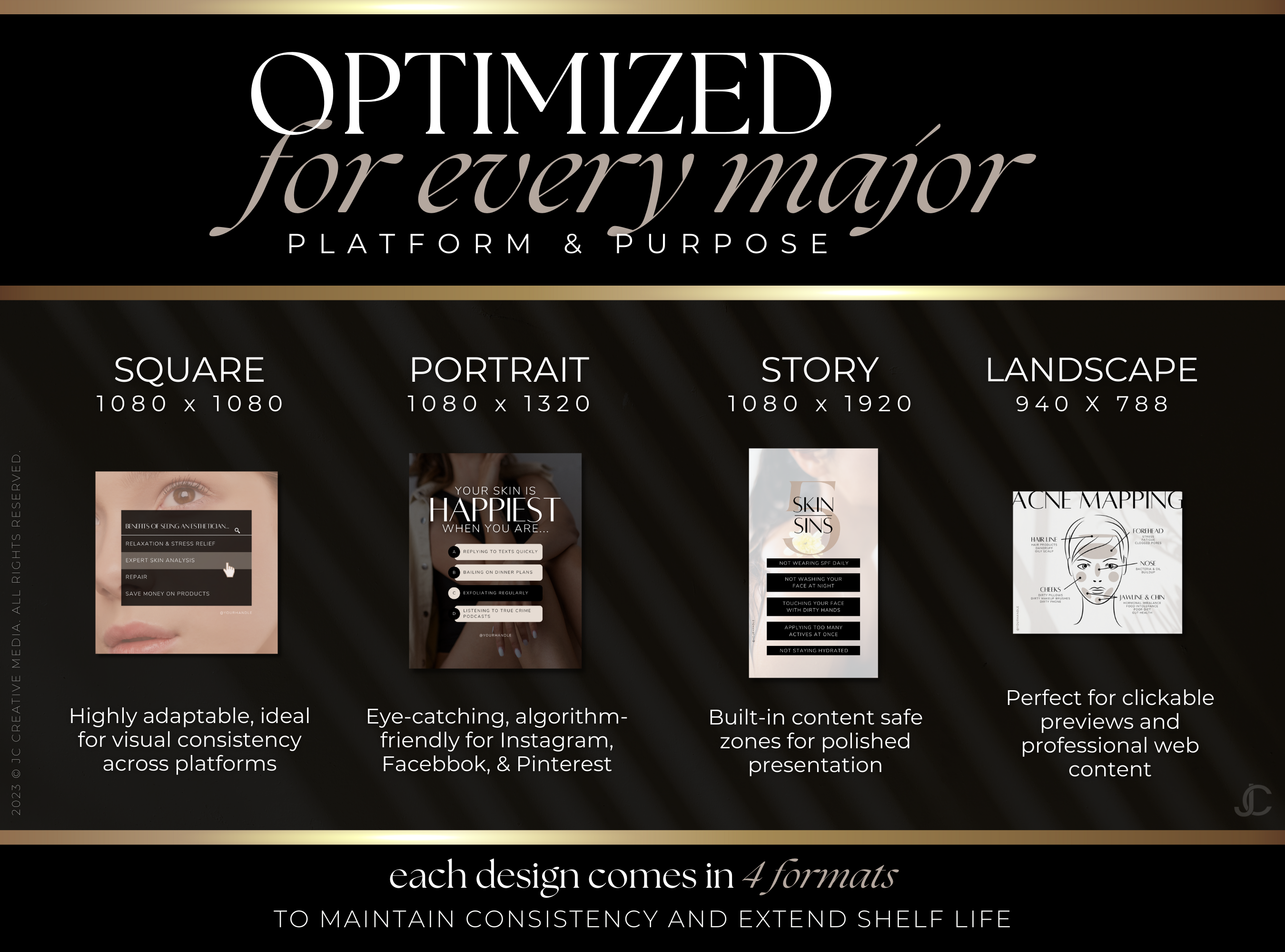 Luxury Skincare & Esthetician Marketing Template Bundle | 520+ Editable Social Media Canva Templates for Instagram, Facebook, & More