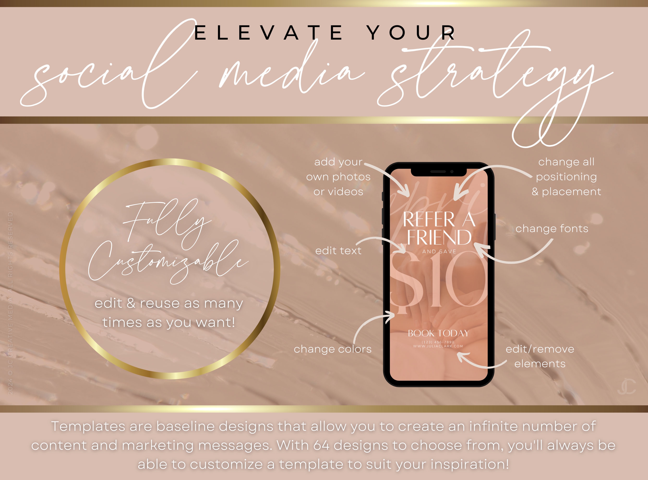 260 Massage Therapy Social Media Canva Templates for Spa Marketing | Aesthete Collection™ Nudes Edition