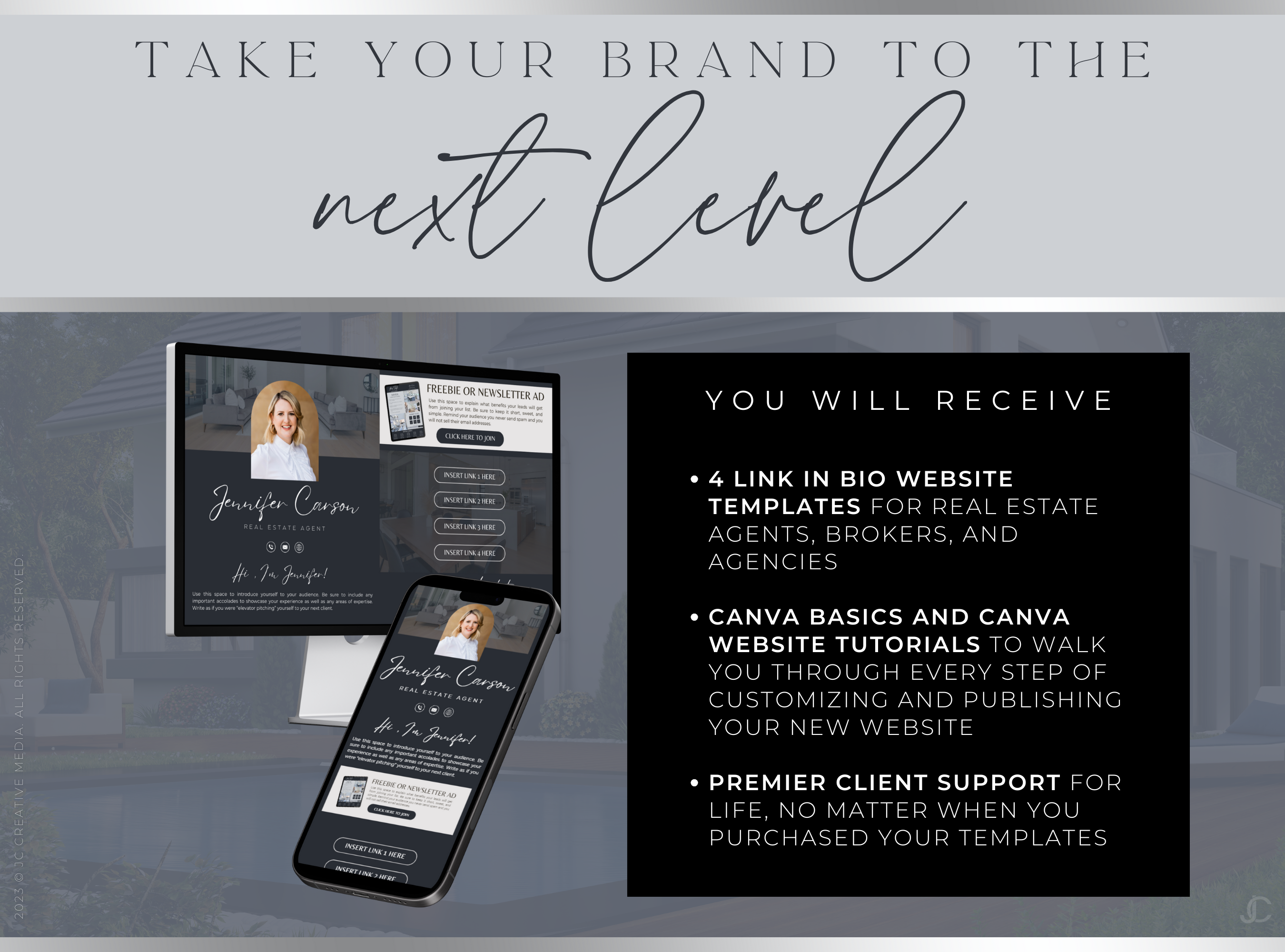 Realtor Link In Bio Canva Website Template | Estate Collection™ Midnight Edition