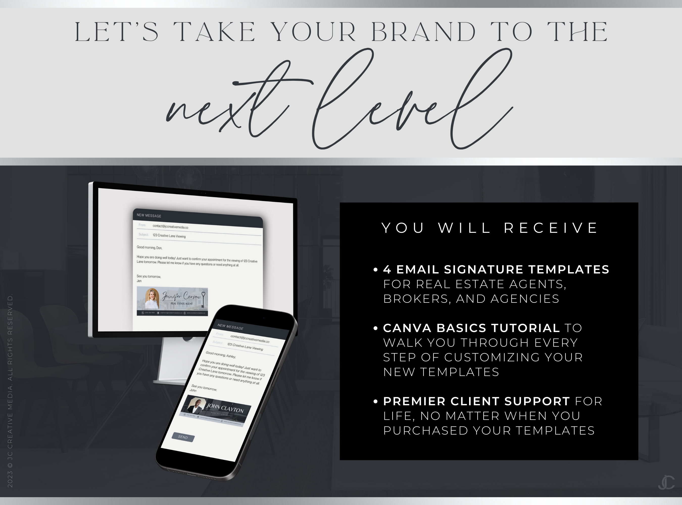 Realtor Email Signature Canva Templates | Estate Collection™ Midnight Edition