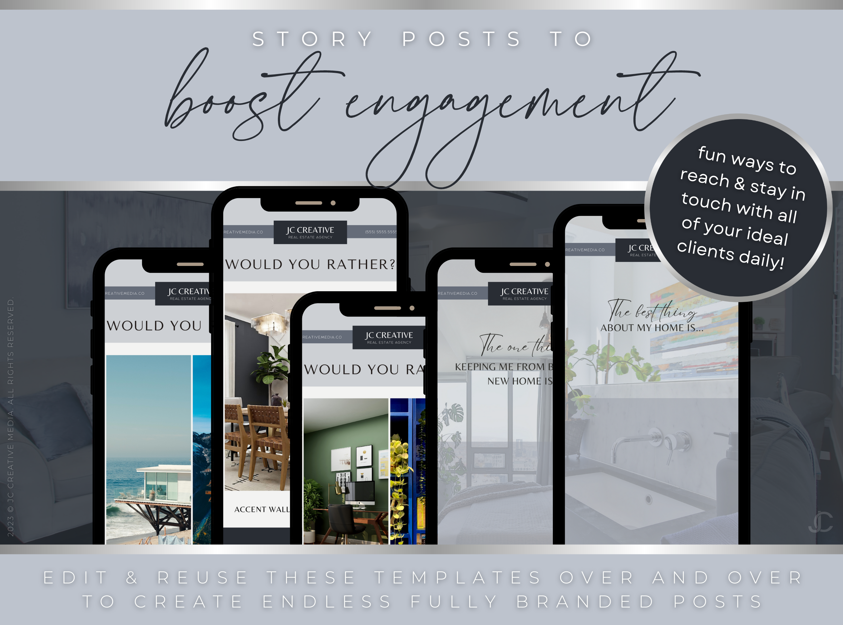 400+ Facebook Post & Story Templates for Real Estate Agents | Estate Collection™ Midnight Edition