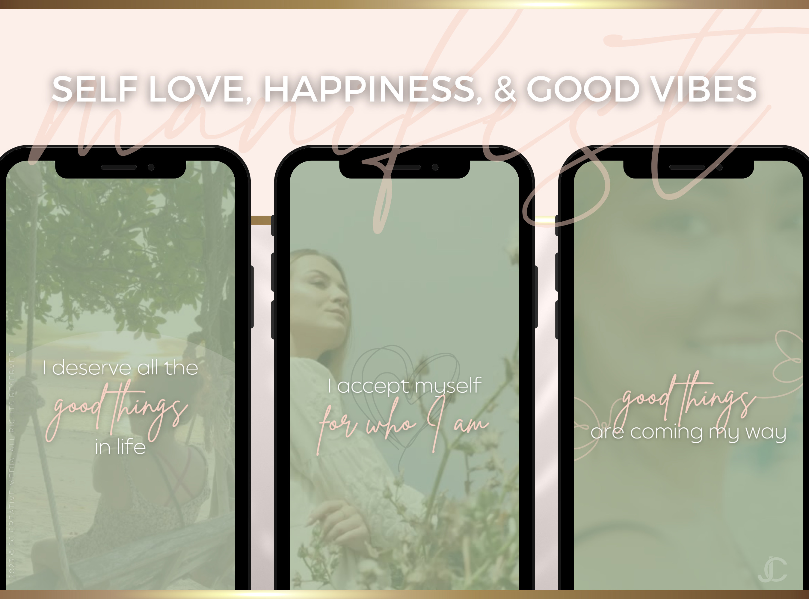 20 Self Care & Happiness Affirmation Reels Video Templates (Ready-to-Post) | Halcyon Collection™ Jade Edition