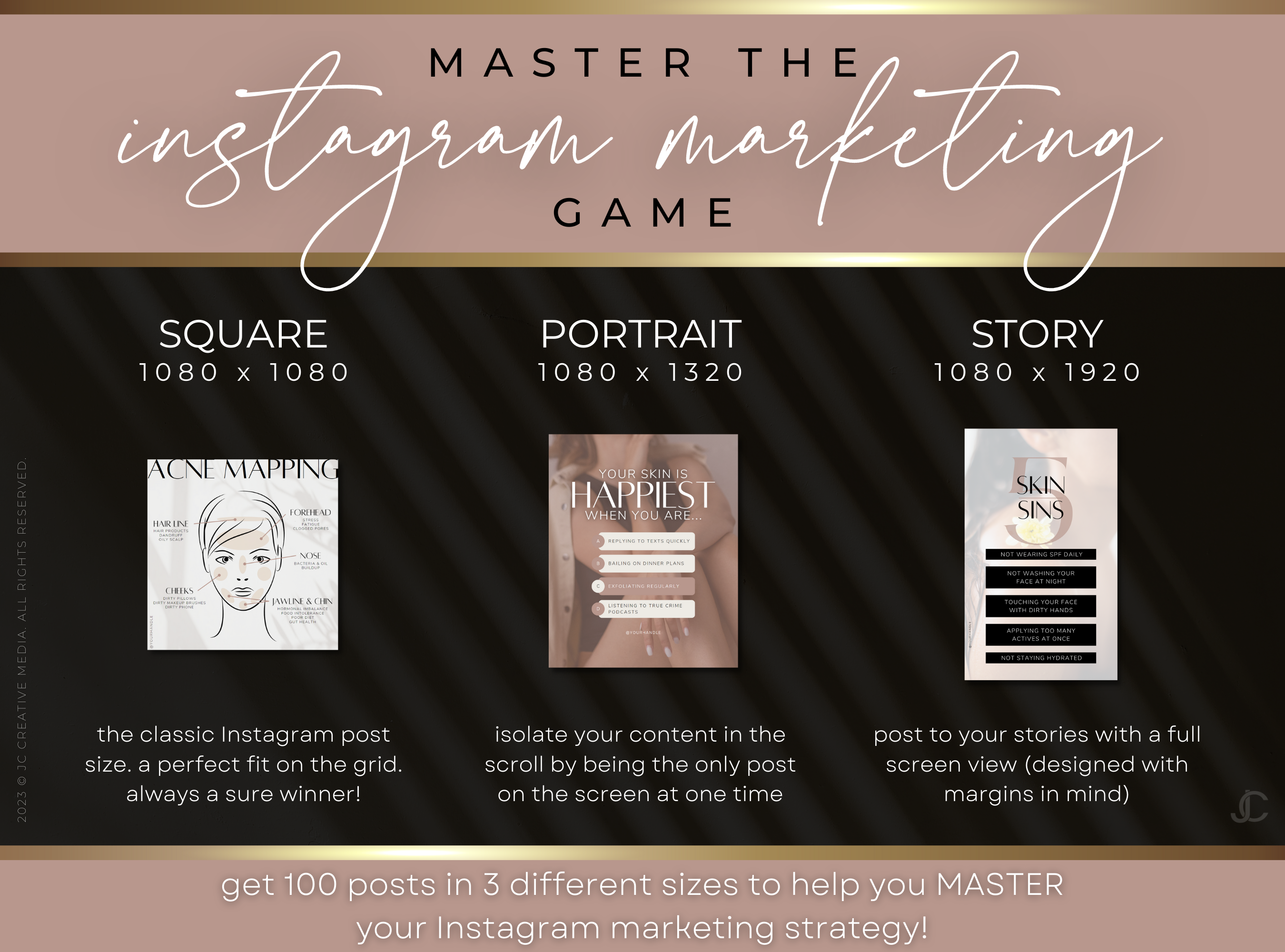 400 Instagram Templates for Spas, Estheticians, Skincare, & Beauty Professionals | Aesthete Collection™ Rose Gold Edition