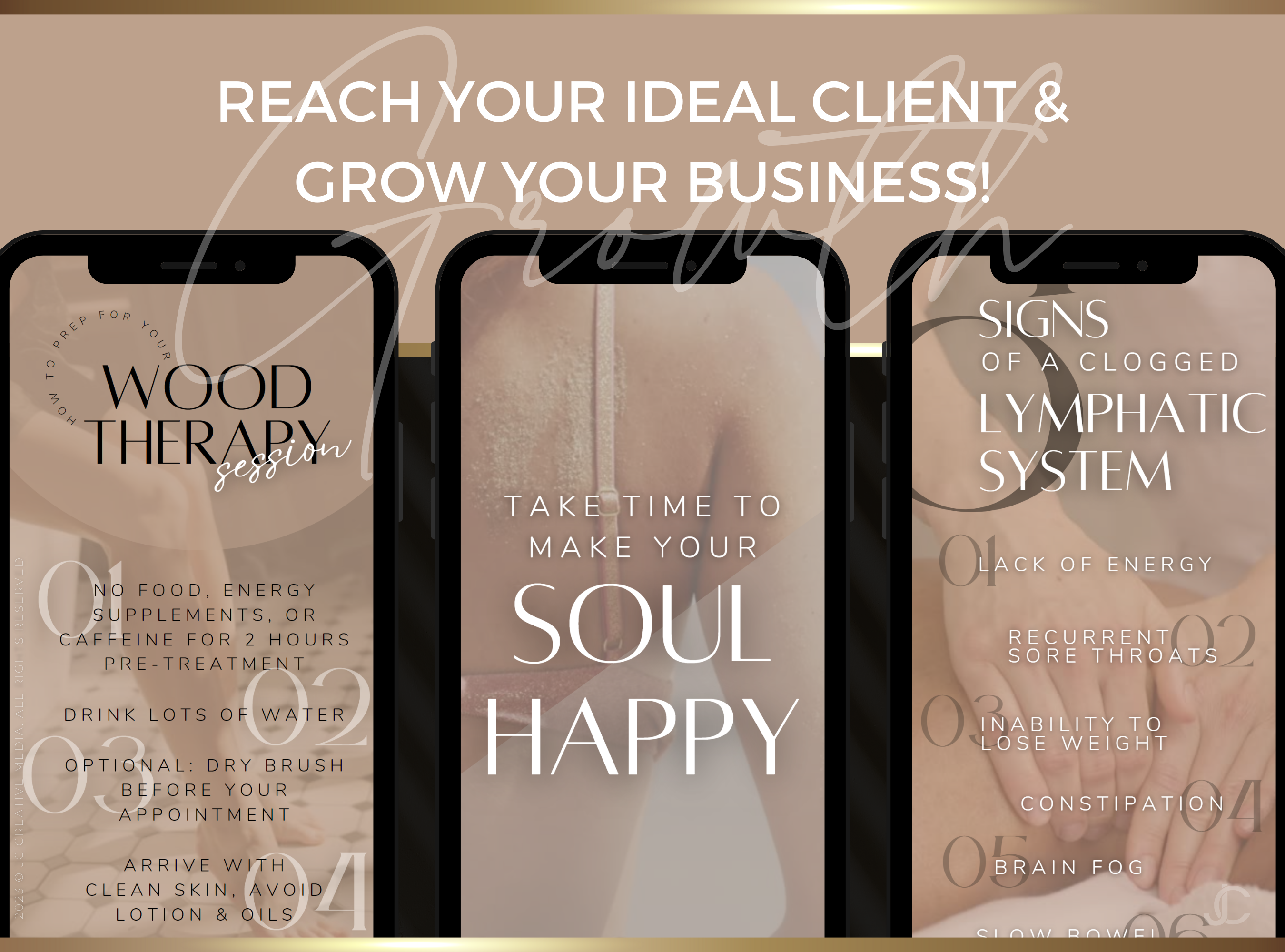 21 Wood Therapy Marketing Reels Posts for Spas & Body Contouring Specialists (Canva Video Templates) | Aesthete Collection™ Luxury Edition