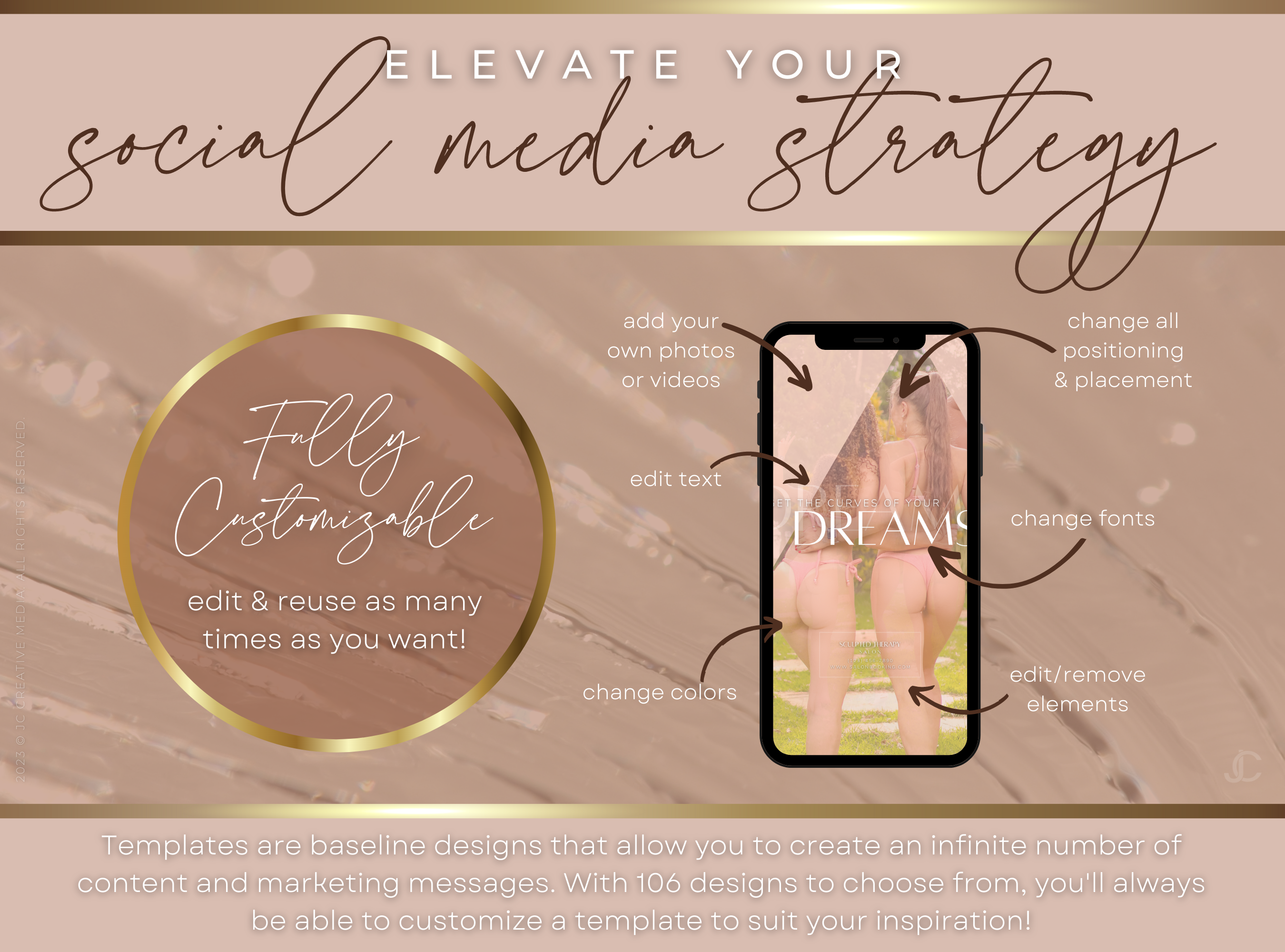 400+ Wood Therapy Social Media Canva Templates for Spa & Massage Therapist Marketing | Aesthete Collection™ Nudes Edition