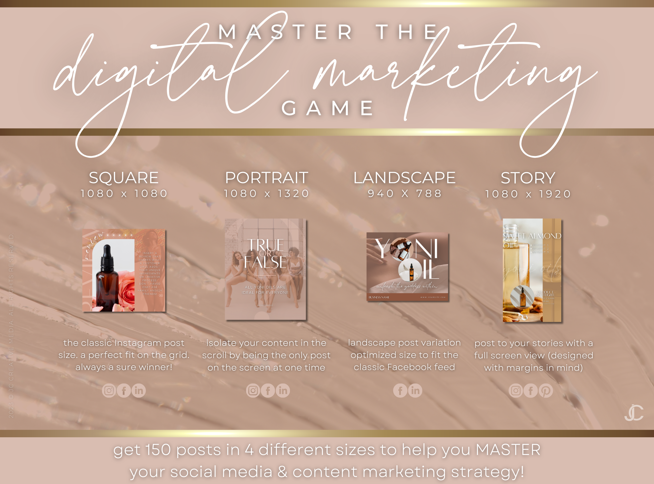 600+ Yoni Oil Business Social Media Canva Templates | Aesthete Collection™ Nudes Edition