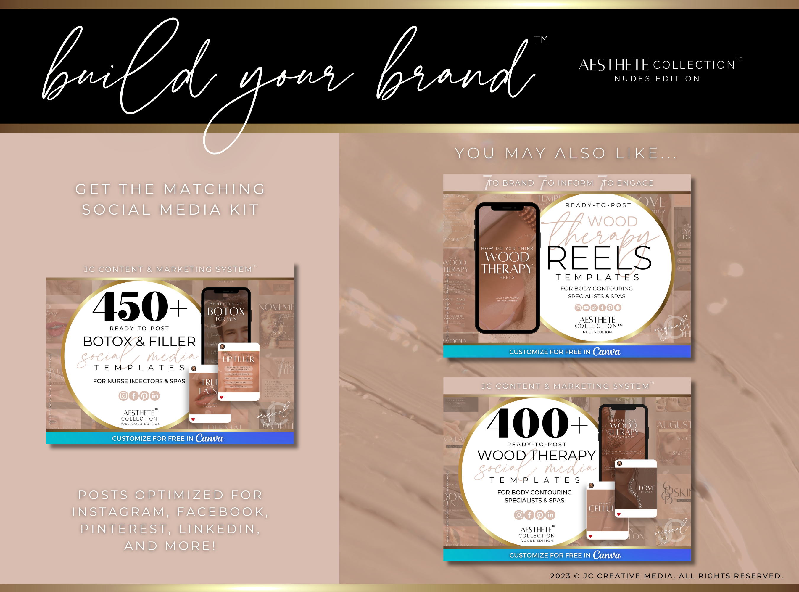 21 Nurse Injector Botox & Filler Marketing Reels Posts (Canva Video Templates) | Aesthete Collection™ Nudes Edition