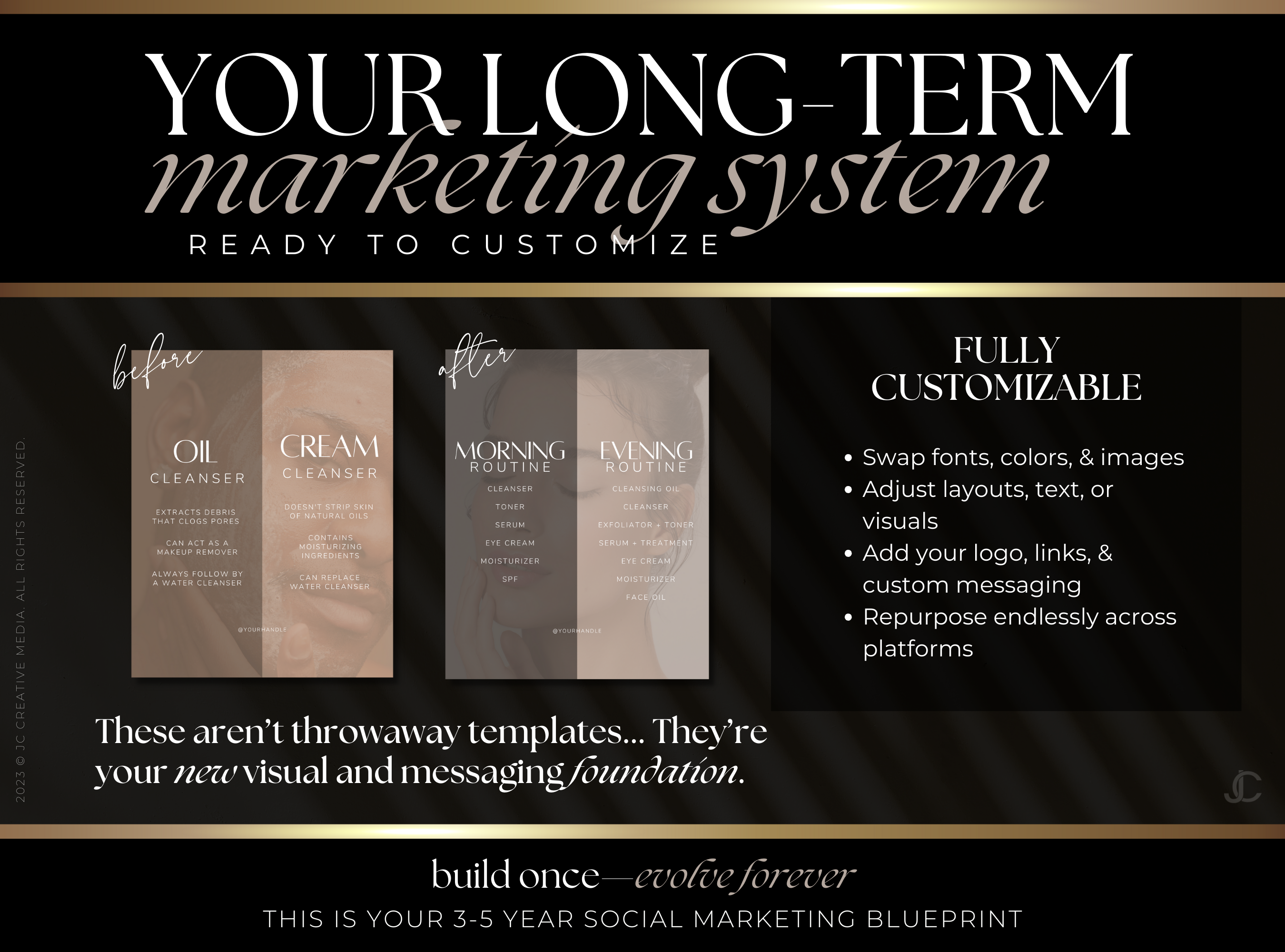 Luxury Skincare & Esthetician Marketing Template Bundle | 520+ Editable Social Media Canva Templates for Instagram, Facebook, & More