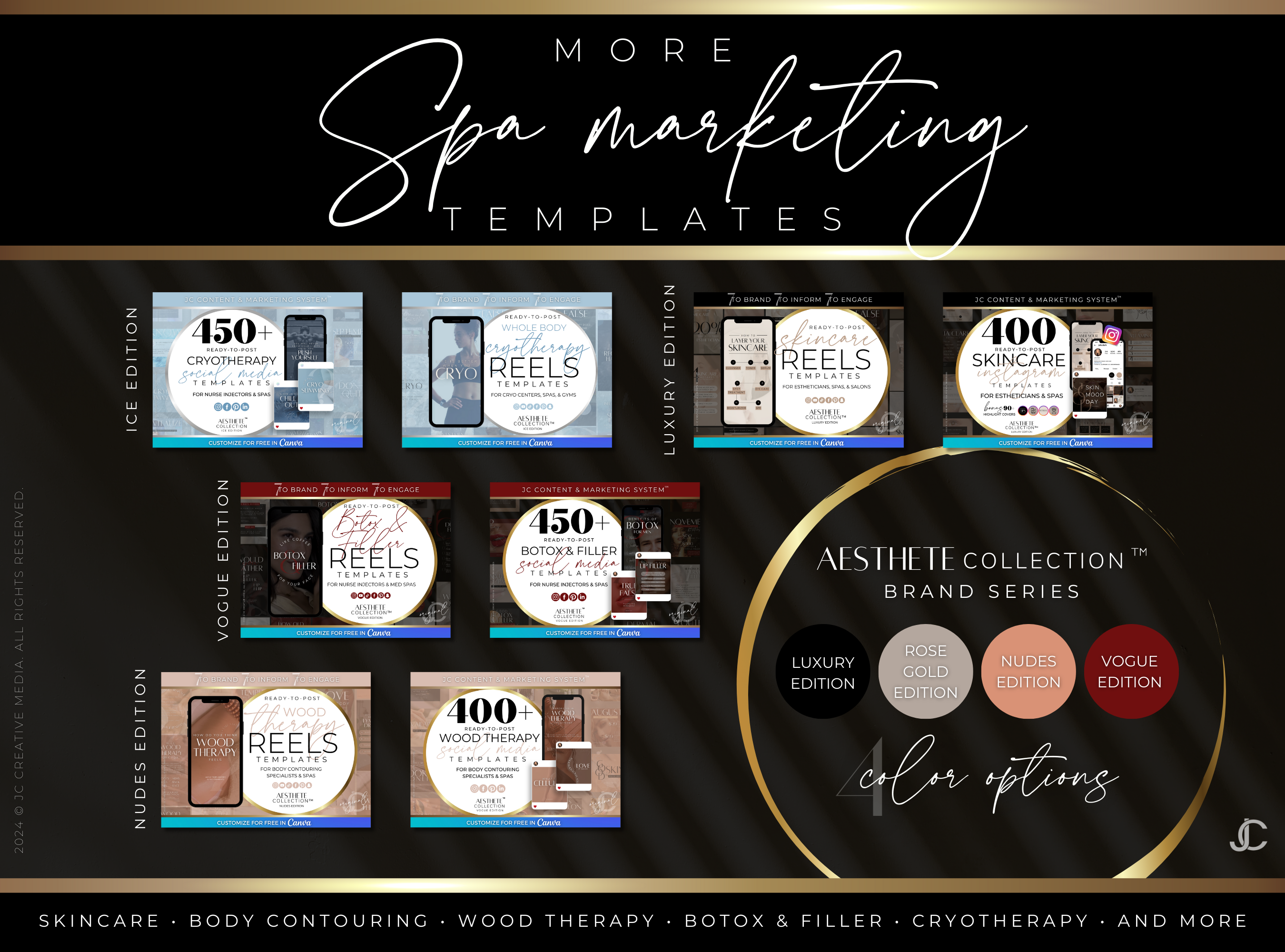 260 Massage Therapy Social Media Canva Templates for Spa & Massage Therapist Marketing | Aesthete Collection™ Luxury Edition