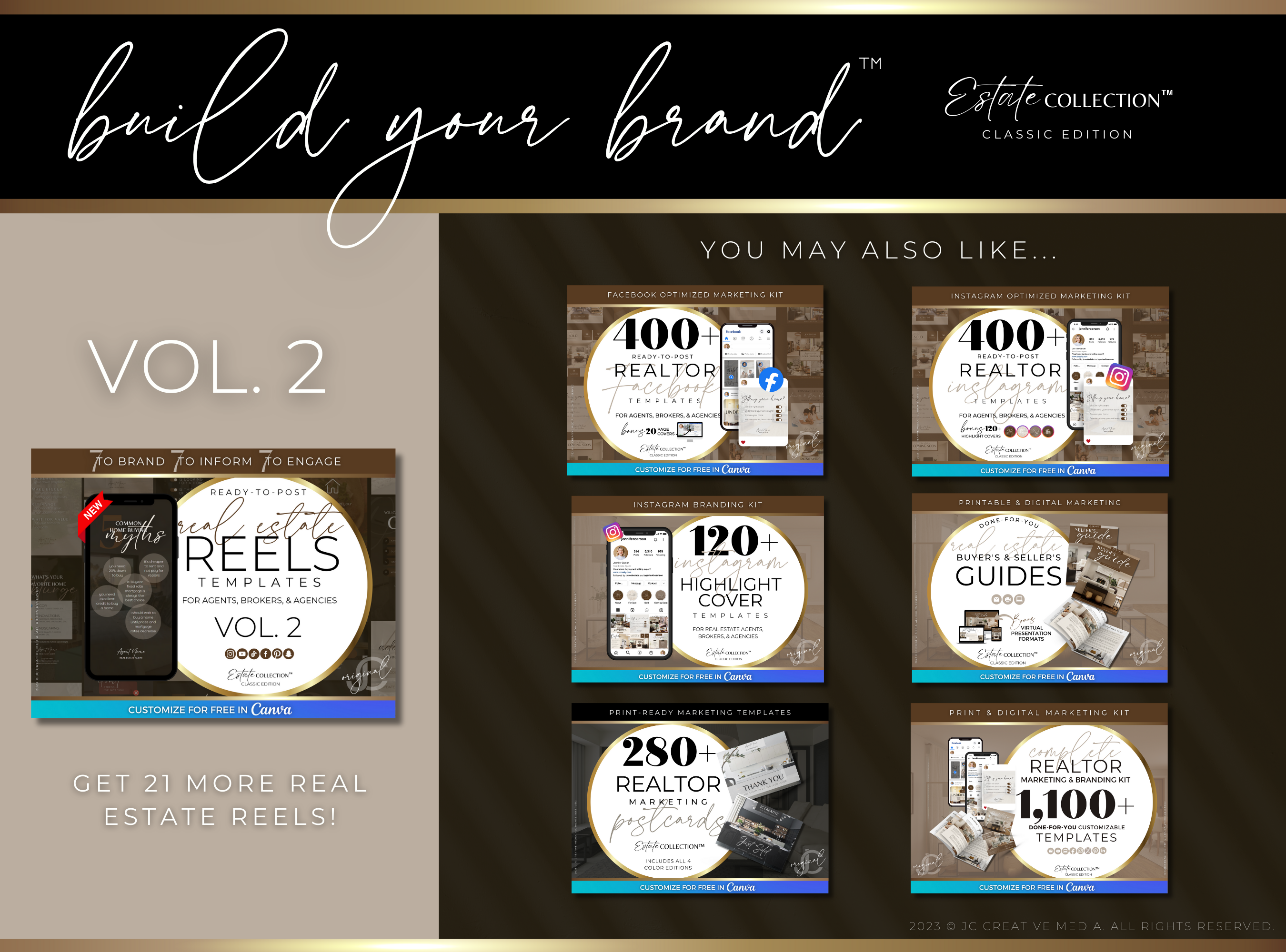 21 Real Estate Marketing Reels Posts: VOL. 1 (Canva Video Templates) | Estate Collection™ Classic Edition