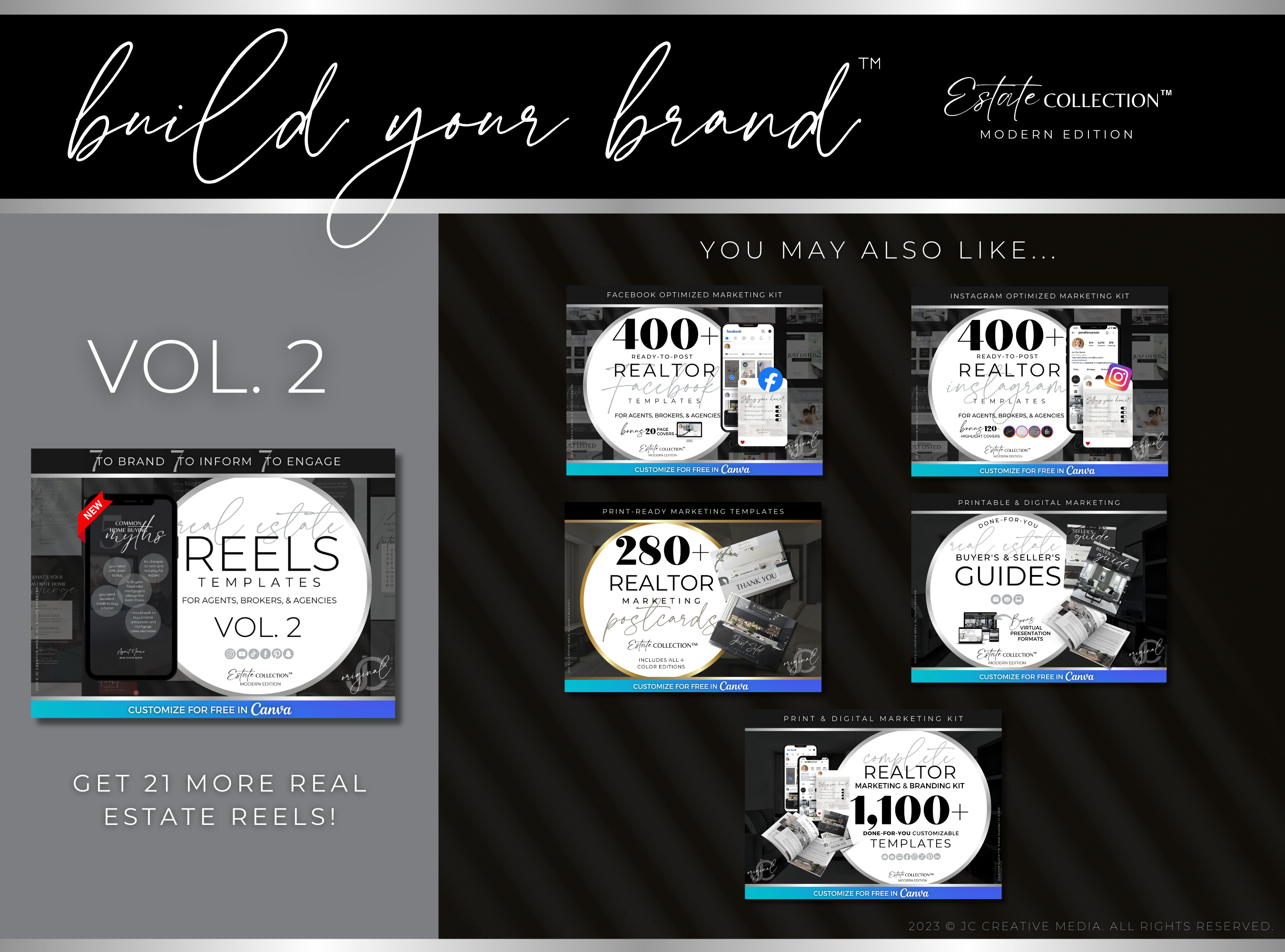 21 Real Estate Marketing Reels Posts: VOL. 1 (Canva Video Templates) | Estate Collection™ Modern Edition