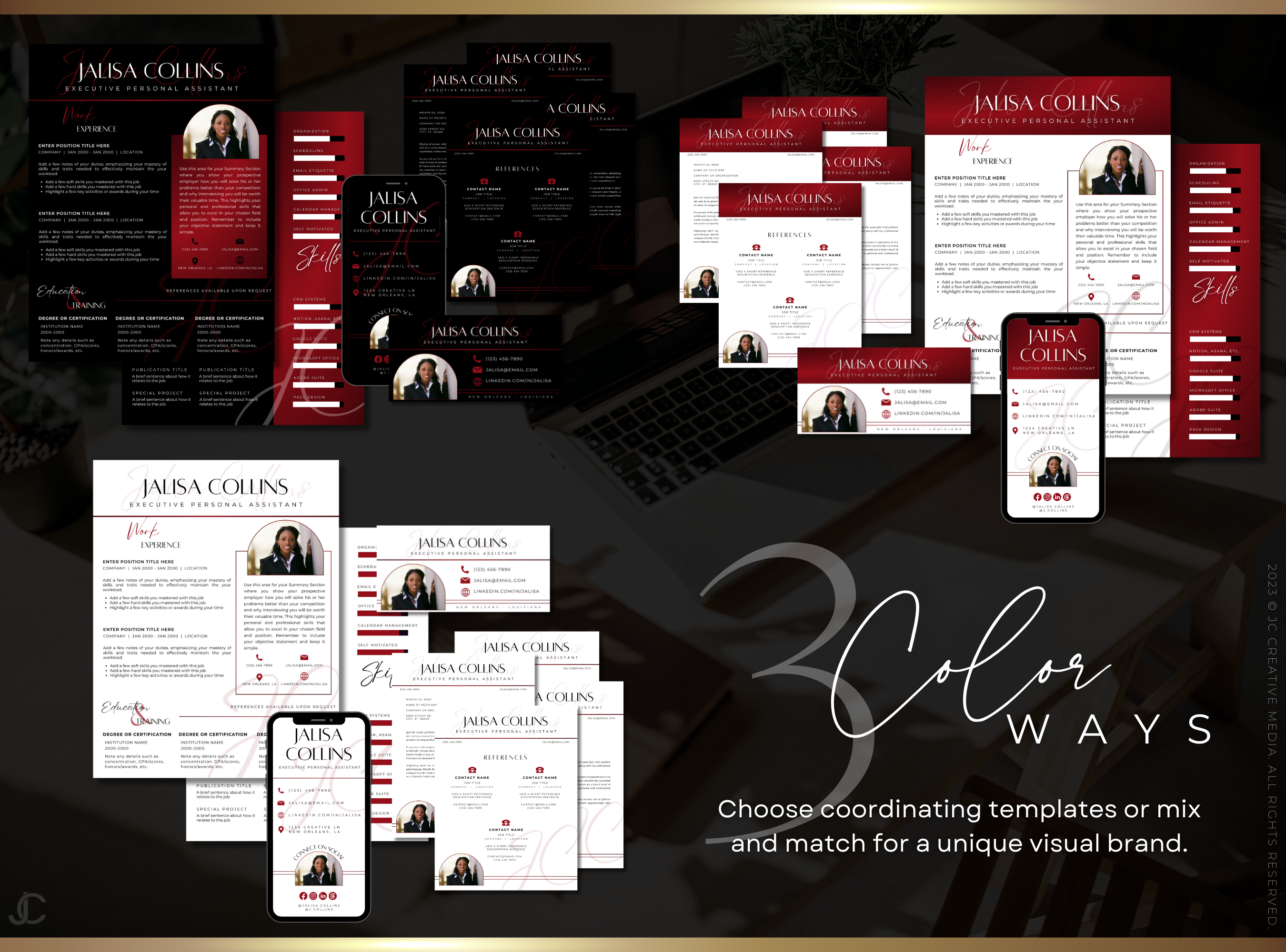 Designer Resume™ Suite (Canva Templates) | Elegance Collection™ Crimson Edition