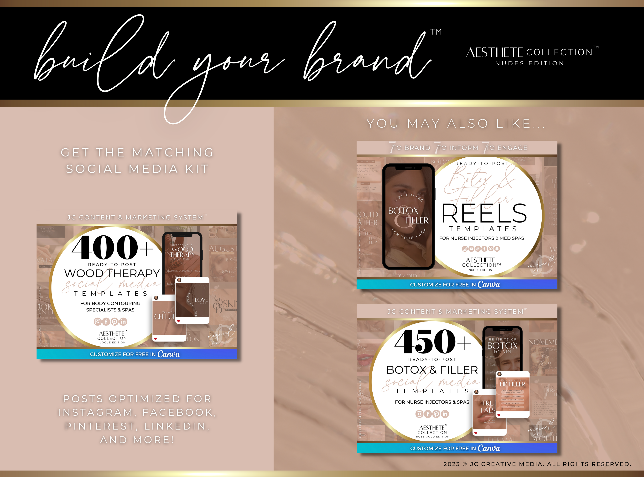 21 Wood Therapy Marketing Reels Posts for Spas & Body Contouring Specialists (Canva Video Templates) | Aesthete Collection™ Nudes Edition