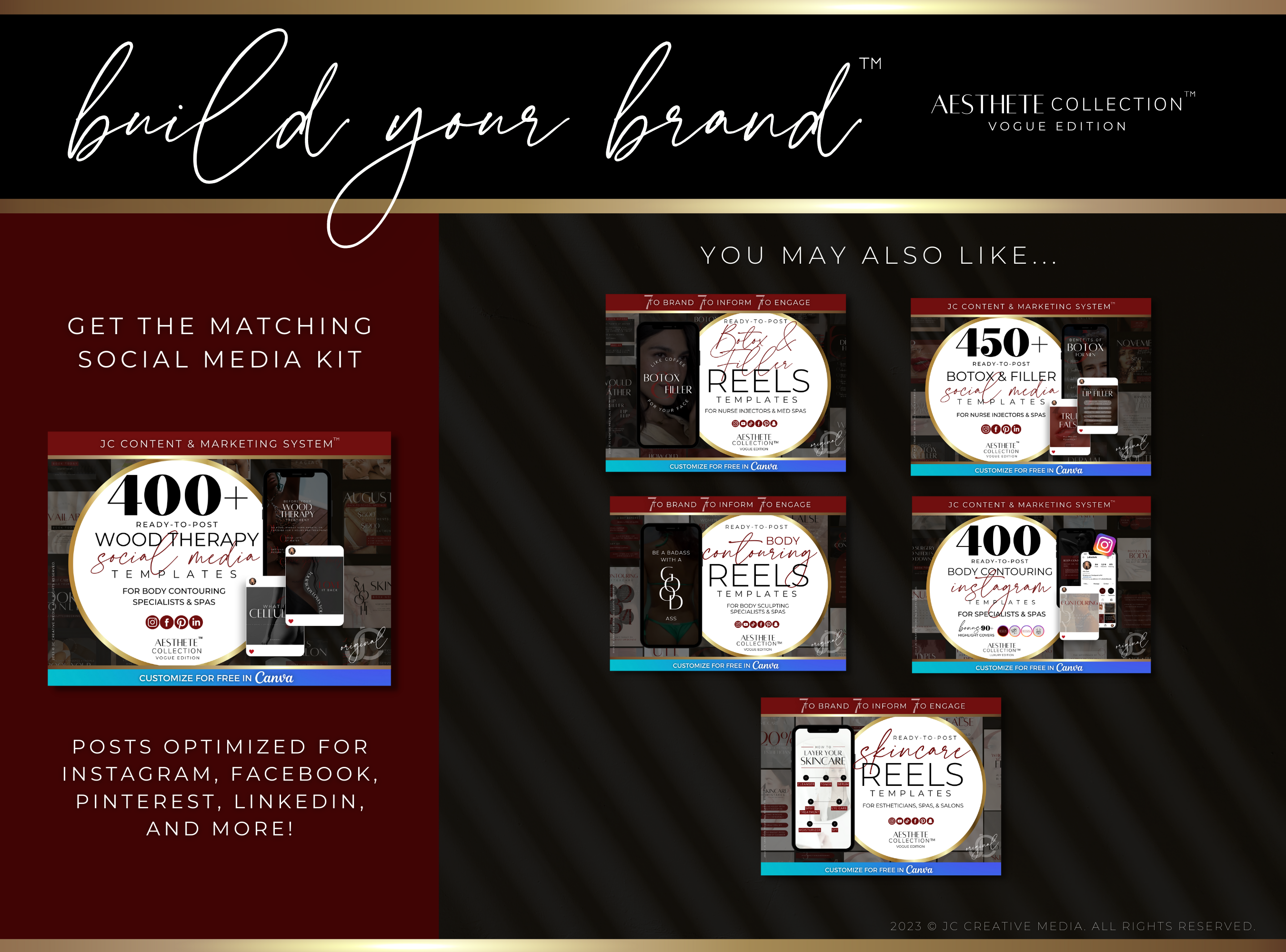 21 Wood Therapy Marketing Reels Posts for Spas & Body Contouring Specialists (Canva Video Templates) | Aesthete Collection™ Vogue Edition