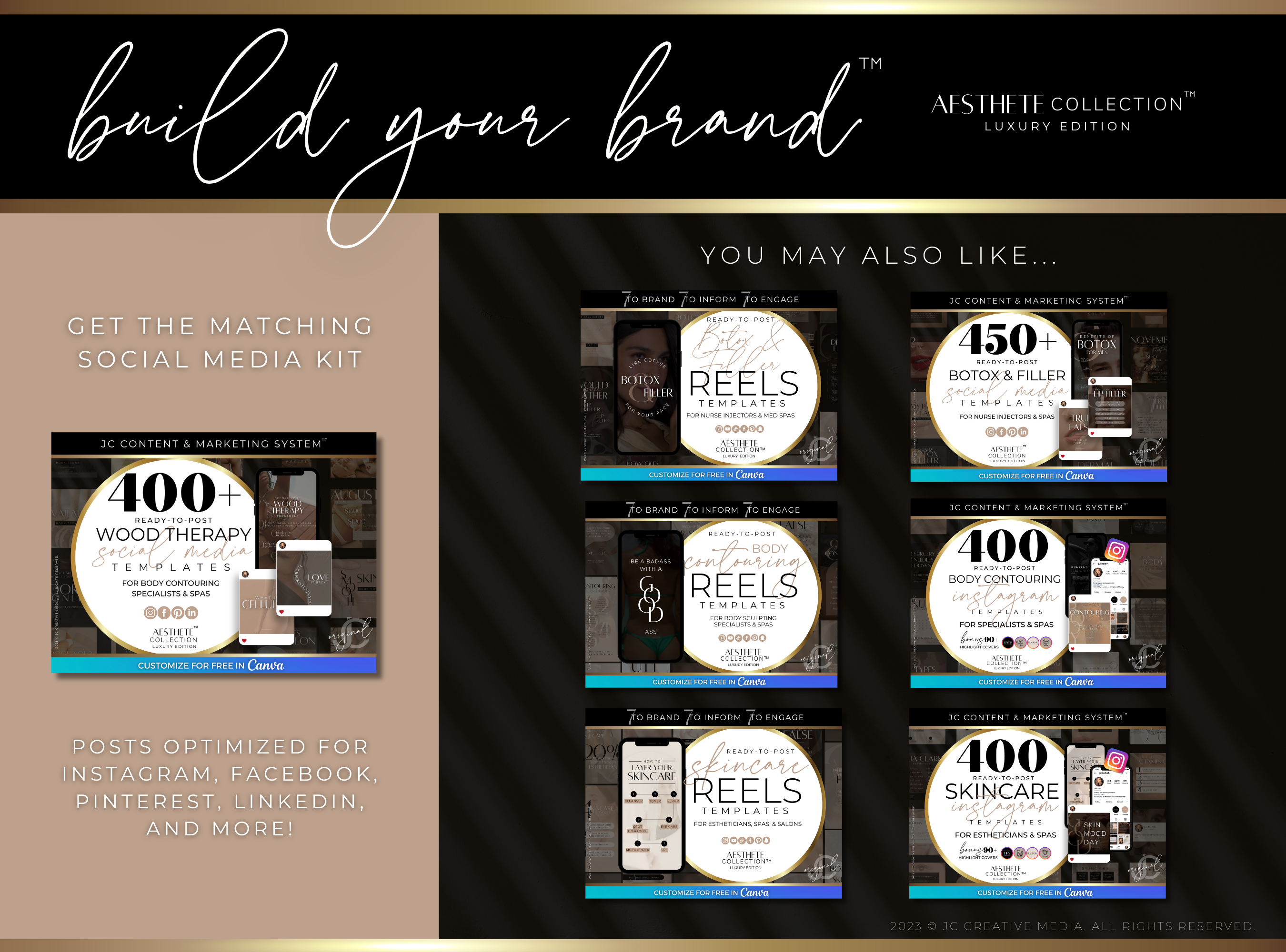 21 Wood Therapy Marketing Reels Posts for Spas & Body Contouring Specialists (Canva Video Templates) | Aesthete Collection™ Luxury Edition