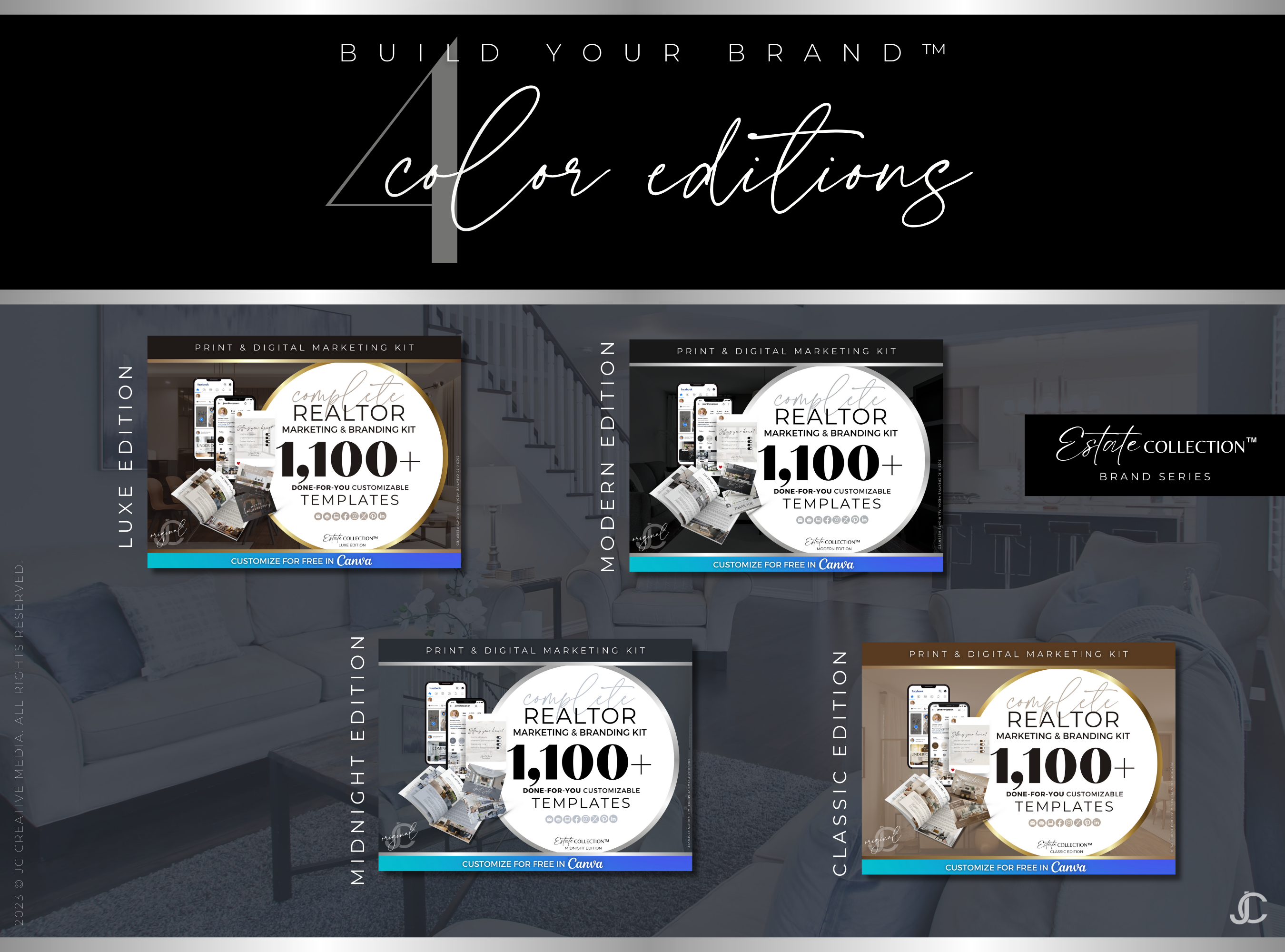 1,100+ Realtor Canva Templates for Real Estate Marketing & Branding | Estate Collection™ Midnight Edition