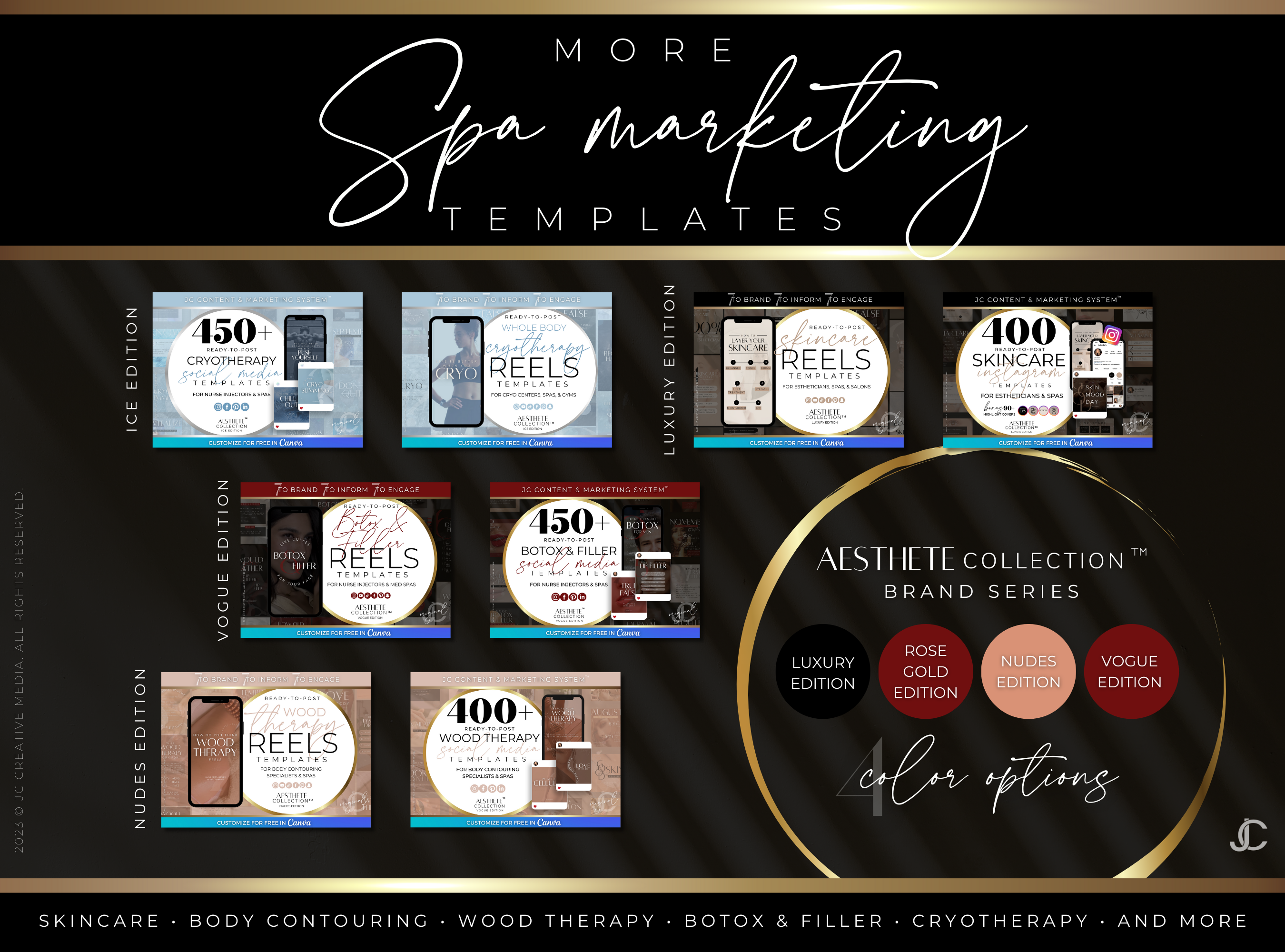 300+ Vacuum Therapy BBL & Breast Lift Social Media Canva Templates for Spa Marketing | Aesthete Collection™ Vogue Edition