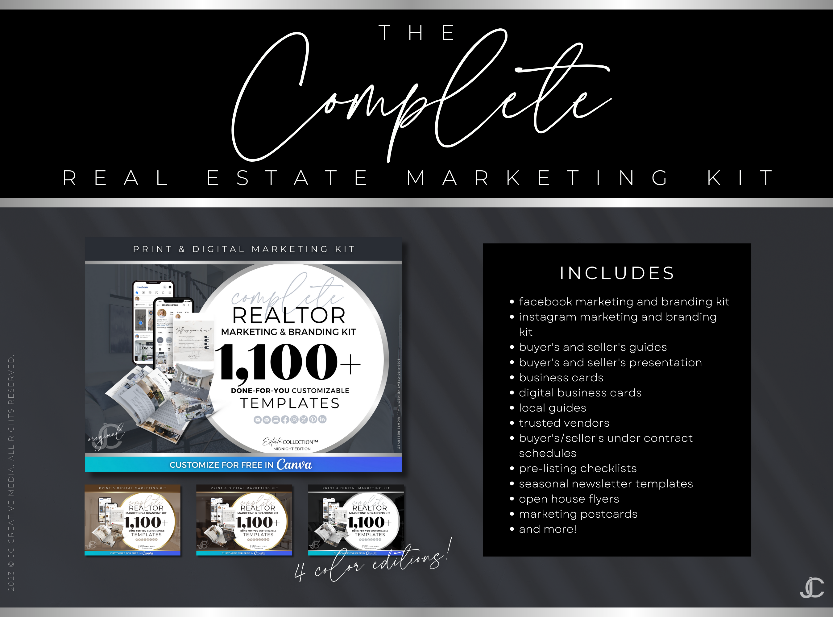 21 Real Estate Marketing Reels Posts: VOL. 2 (Canva Video Templates) | Estate Collection™ Midnight Edition