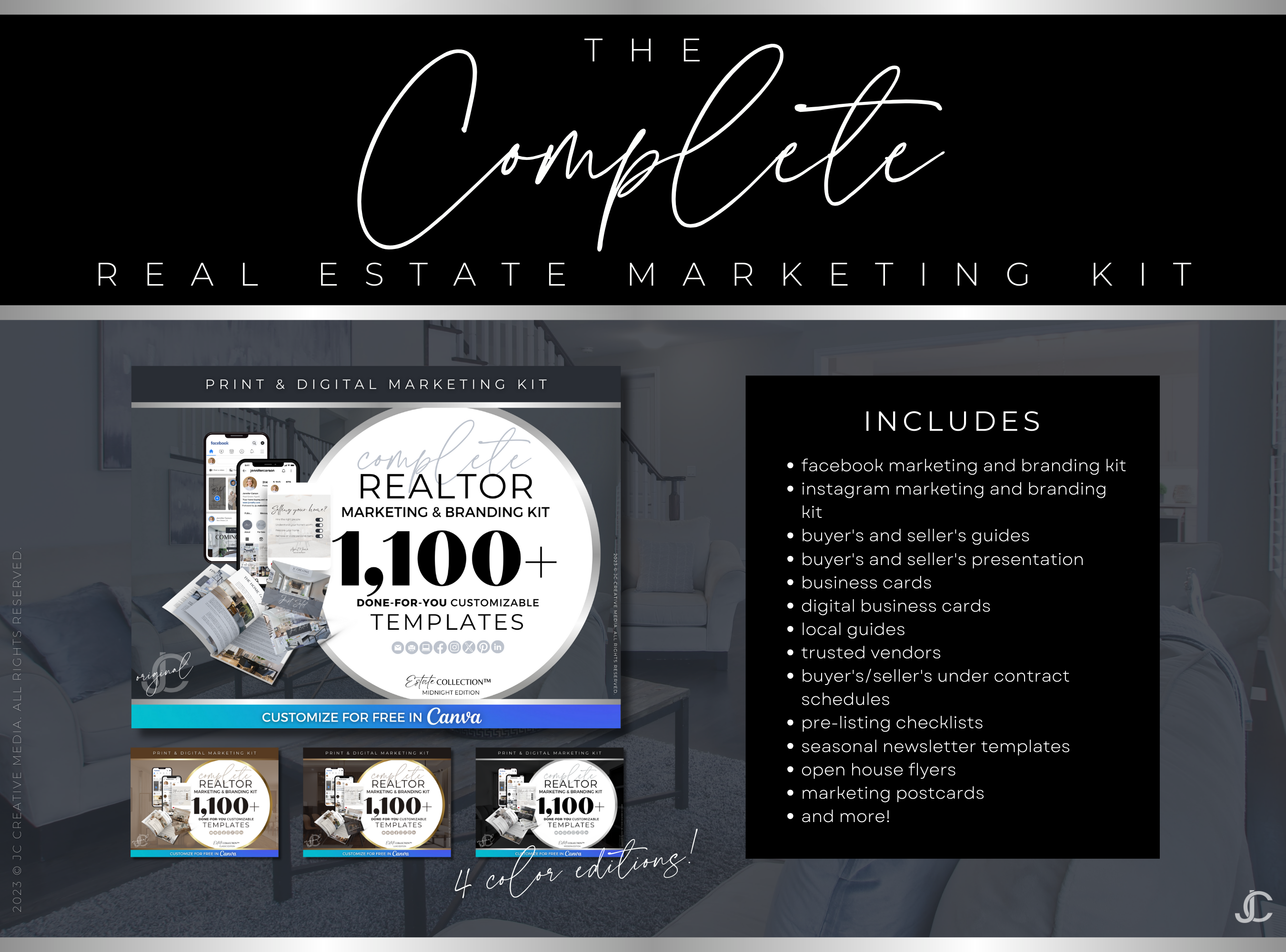 Real Estate Buyer's & Seller's Guide Bundle (with Bonus Digital Presentation Formats!) | Estate Collection™ Midnight Edition