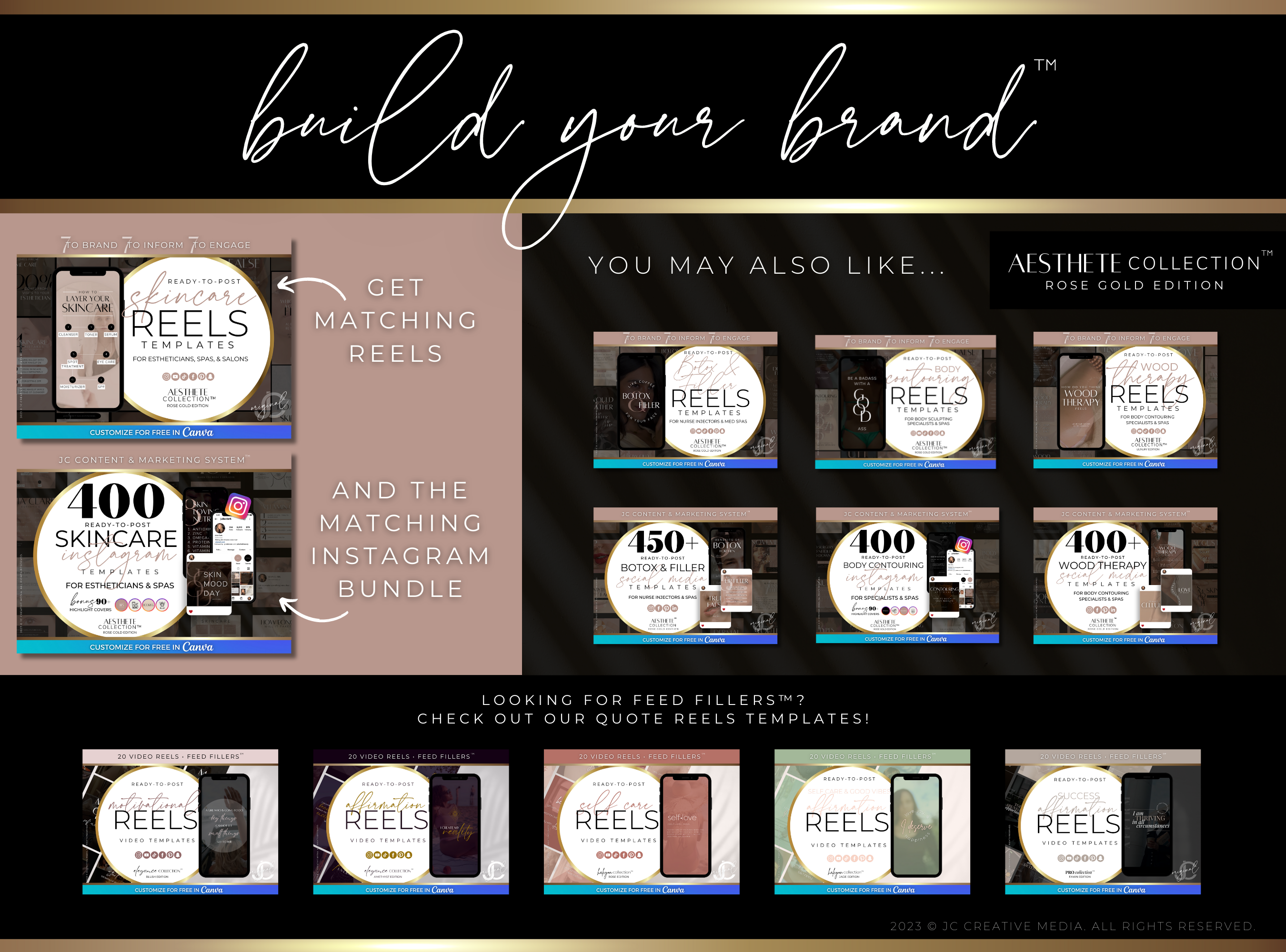 220+ Facebook Templates for Spas, Estheticians, Skincare, & Beauty Professionals | Aesthete Collection™ Rose Gold Edition