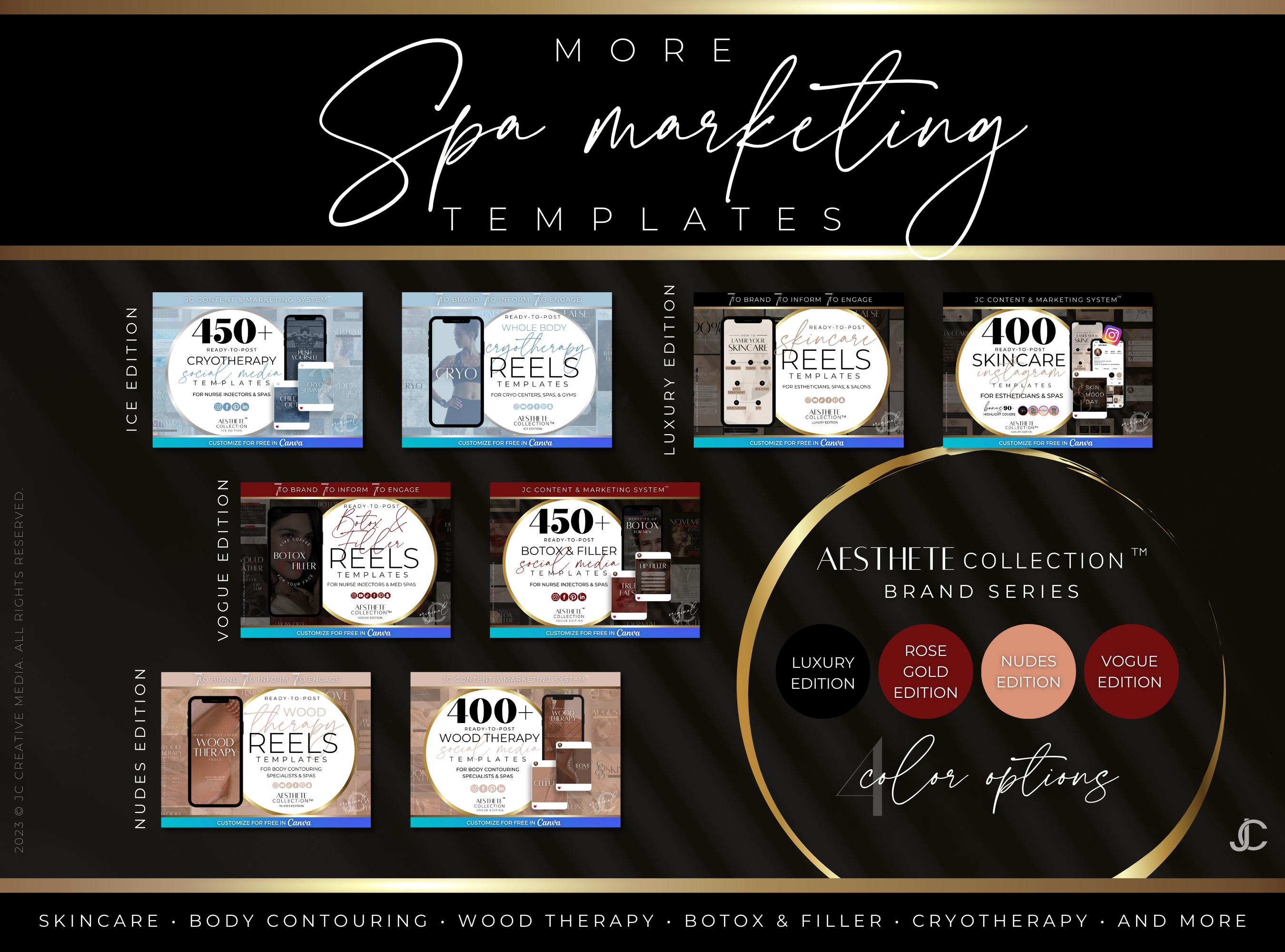 21 Vacuum Therapy BBL & Breast Lift Marketing Reels Posts for Spas & Specialists (Canva Video Templates) | Aesthete Collection™ Vogue Edition